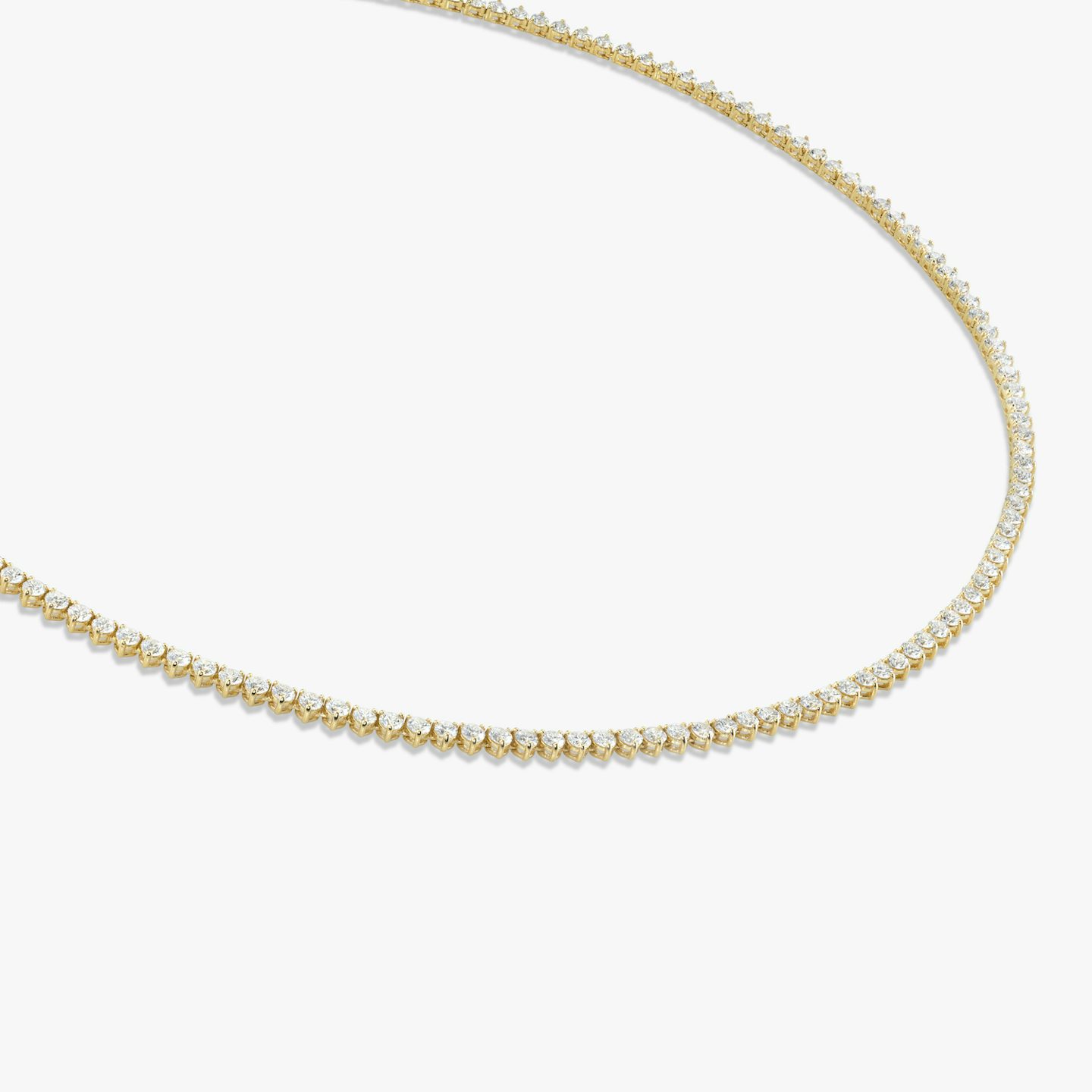 Tennis Necklace | Round Brilliant | 14k | 18k Yellow Gold | Diamond size: Petite | Chain length: 17