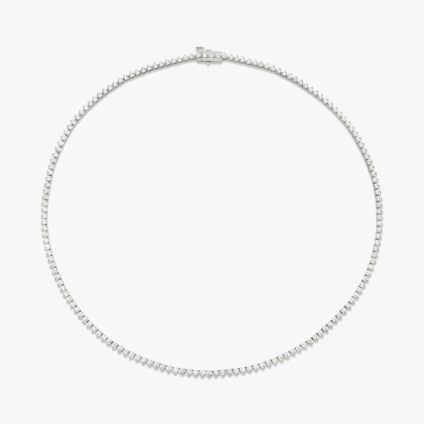 Tennis Necklace | Round Brilliant | 14k | 18k White Gold | Diamond size: Petite | Chain length: 16