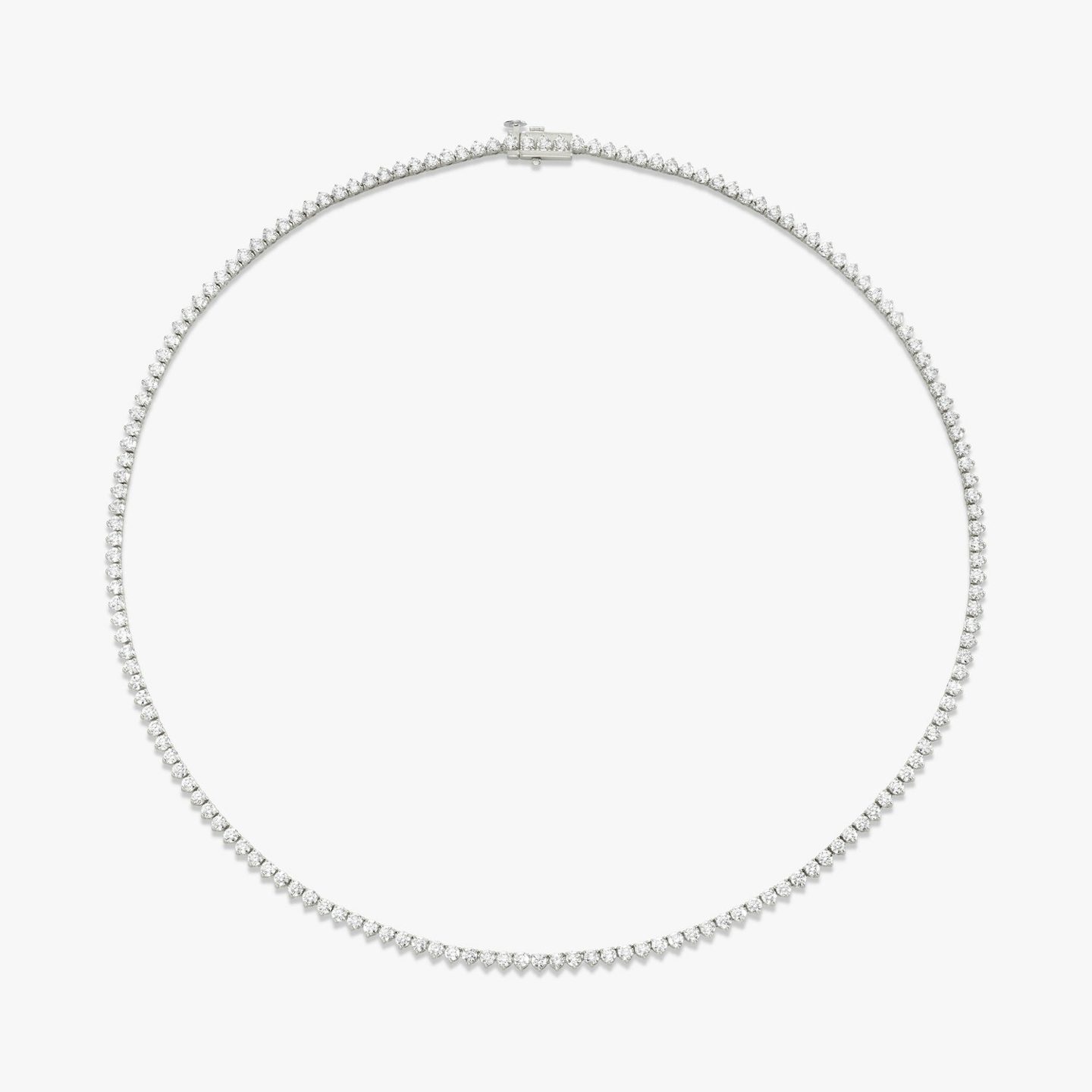 Tennis Necklace | Round Brilliant | 14k | 18k White Gold | Diamond size: Petite | Chain length: 18