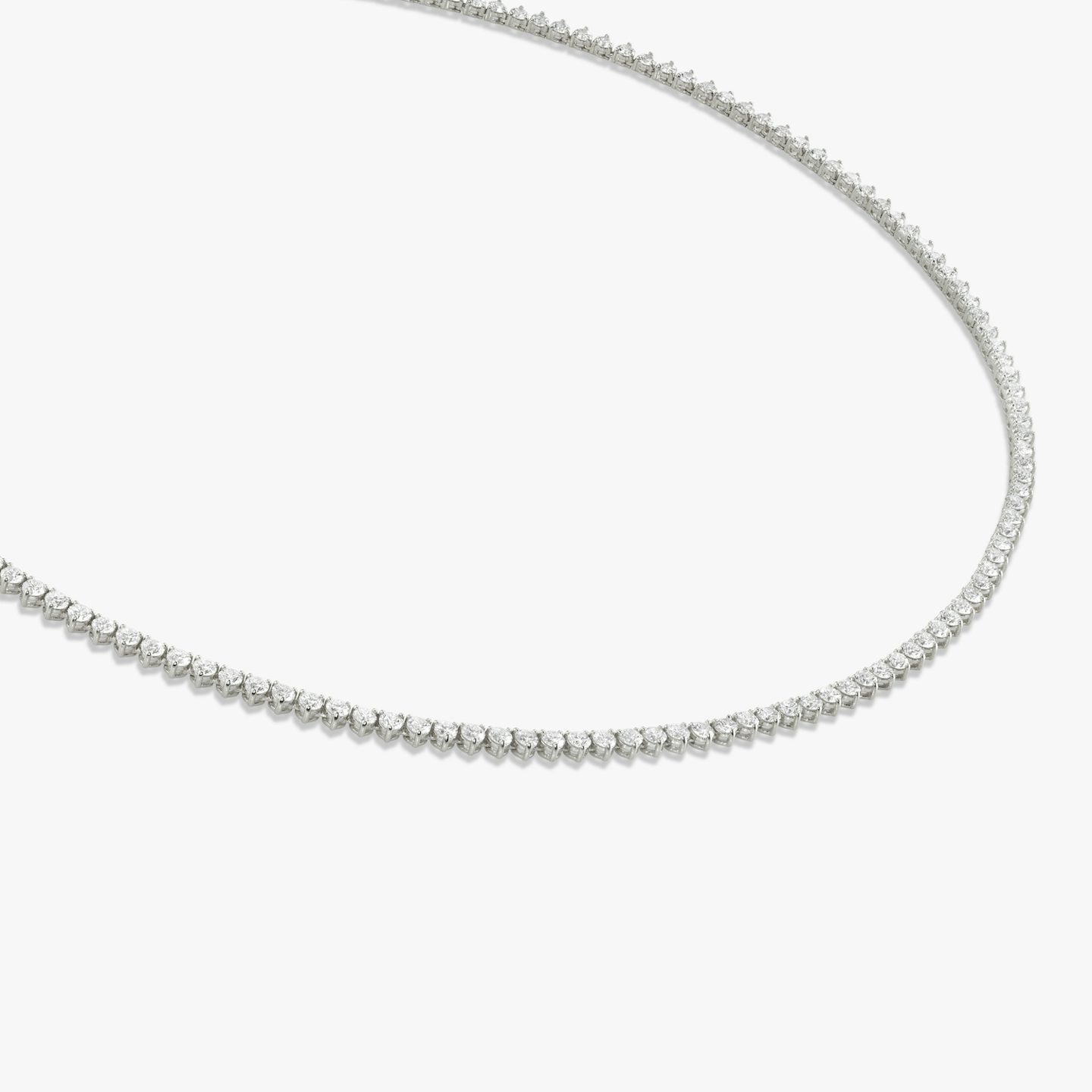 Tennis Necklace | Round Brilliant | 14k | 18k White Gold | Diamond size: Petite | Chain length: 15