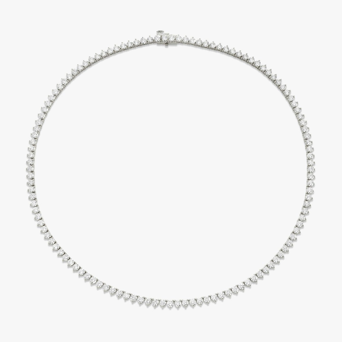 Tennis Necklace | Round Brilliant | 14k | 18k White Gold | Diamond size: Medium | Chain length: 17