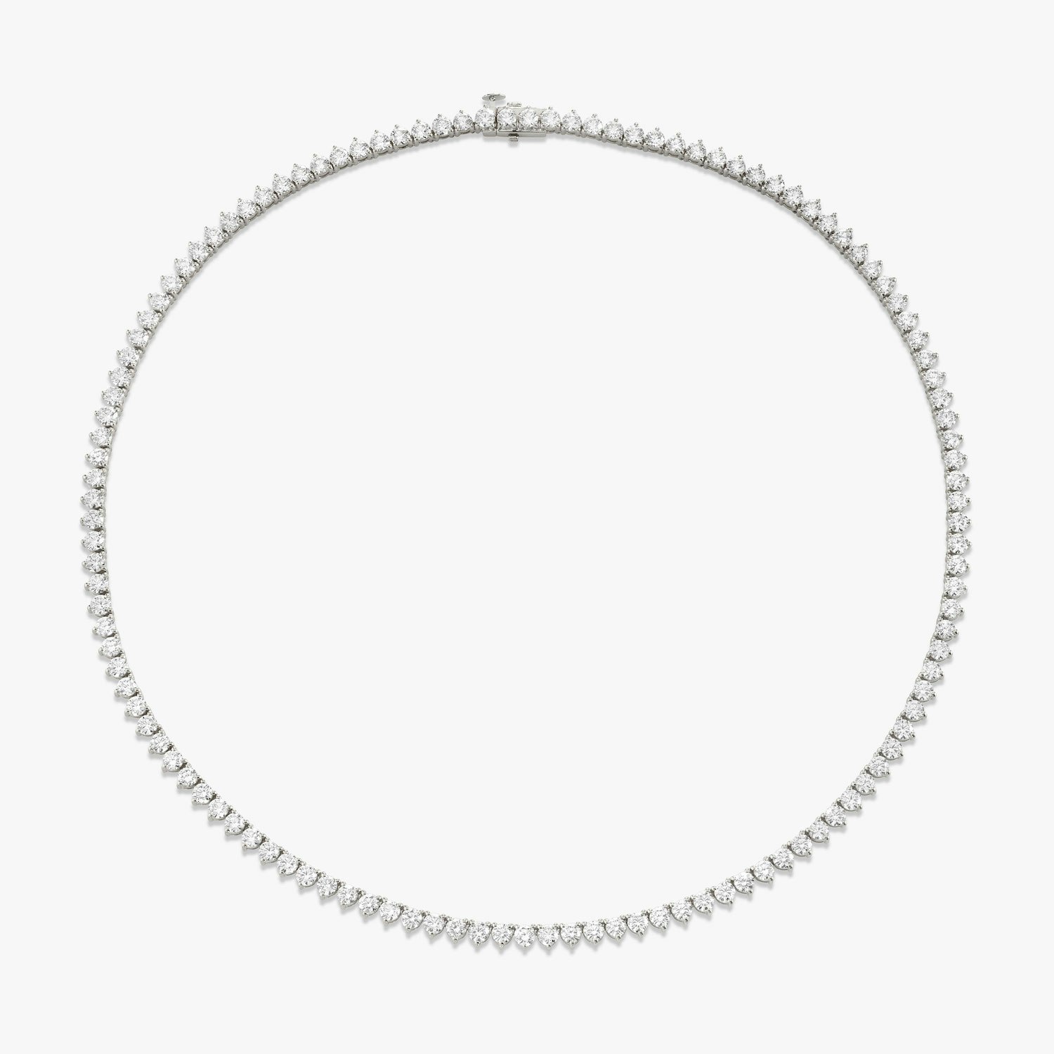 VRAI 3 Prong Tennis Round Brilliant Necklaces | 14k White Gold