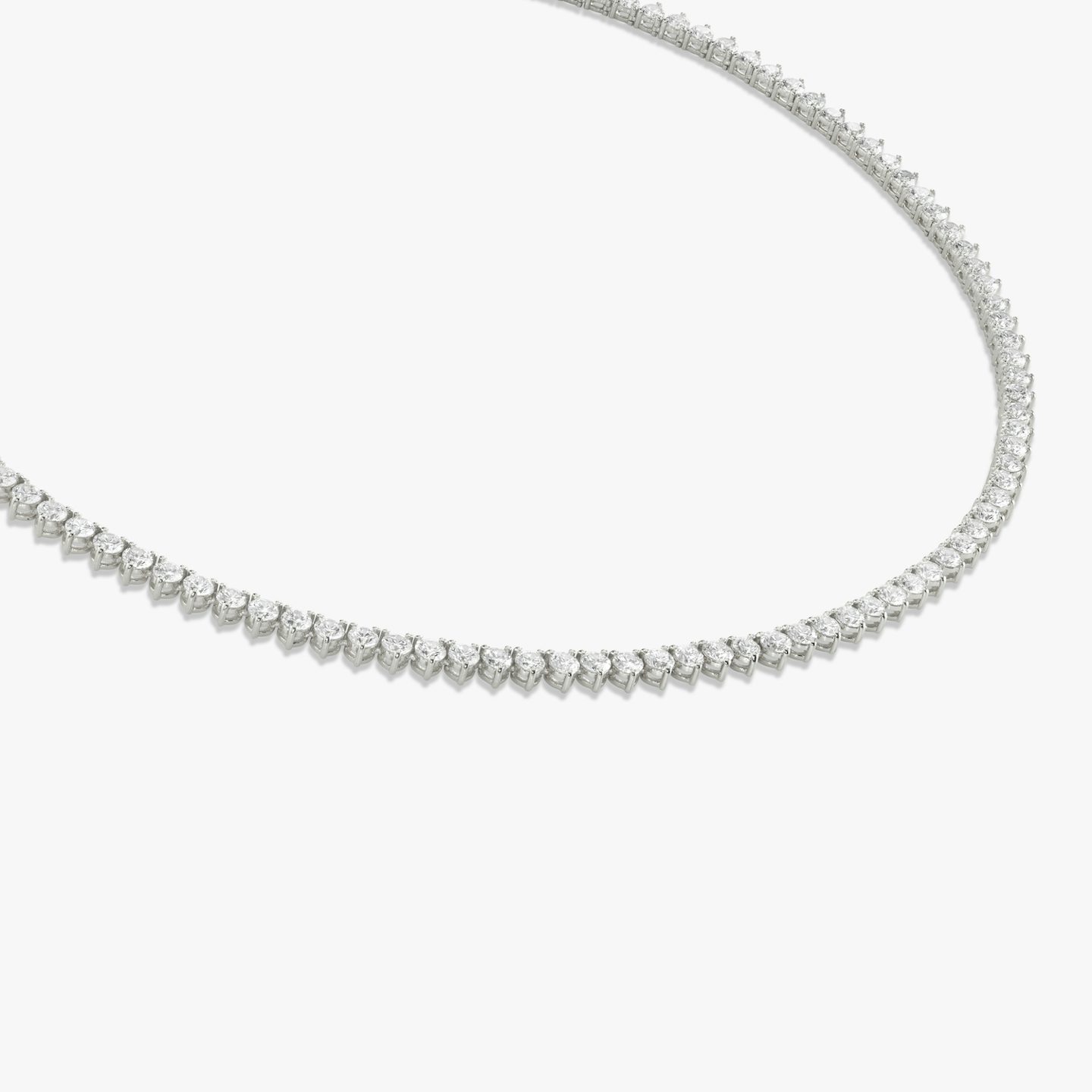 Tennis Necklace | Round Brilliant | 14k | 18k White Gold | Diamond size: Medium | Chain length: 17