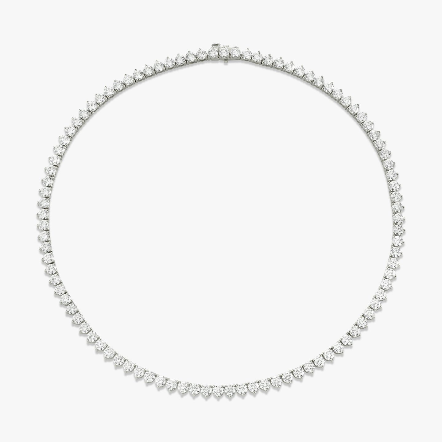 Tennis Necklace | Round Brilliant | 14k | 18k White Gold | Diamond size: Large | Chain length: 17