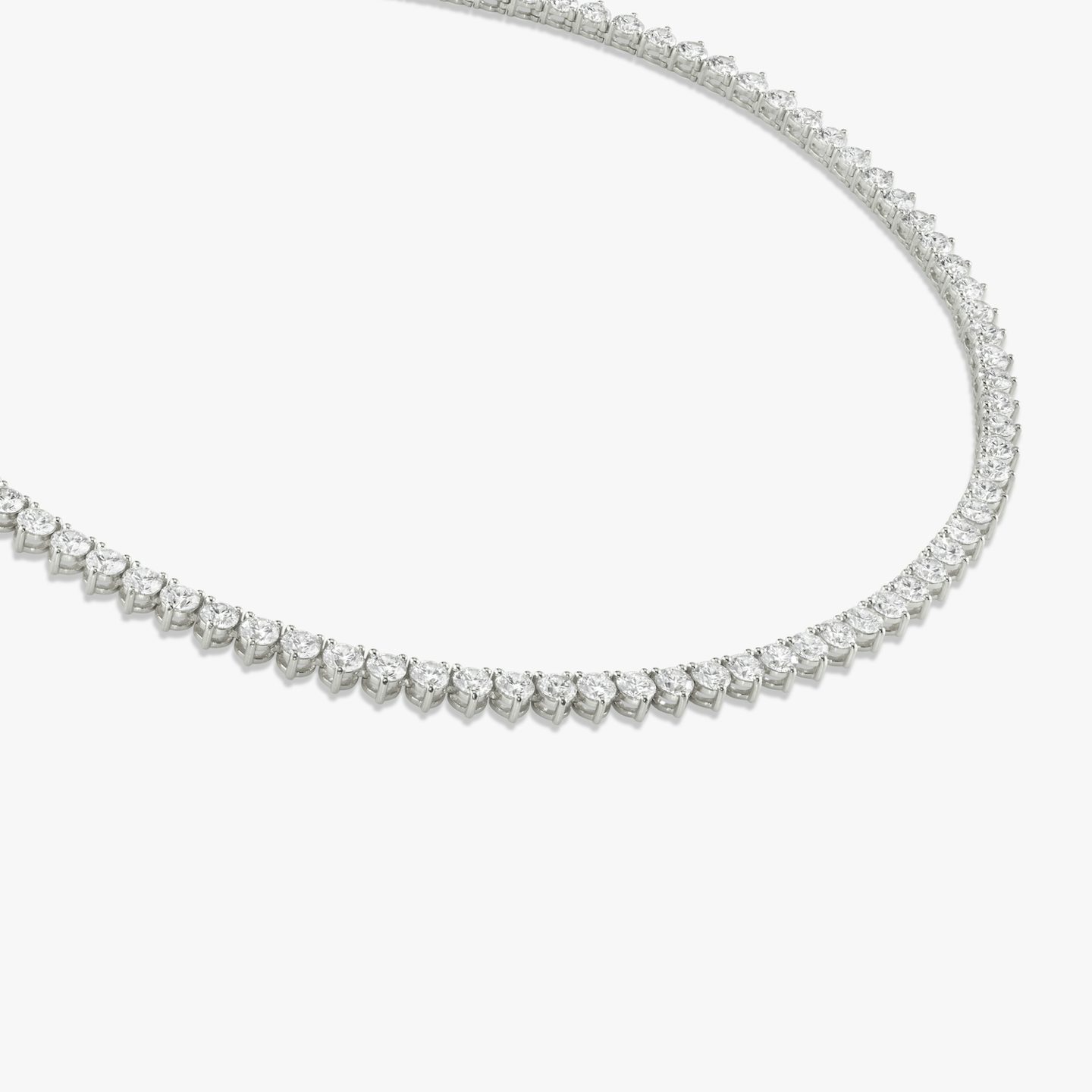 Tennis Necklace | Round Brilliant | 14k | 18k White Gold | Diamond size: Large | Chain length: 16
