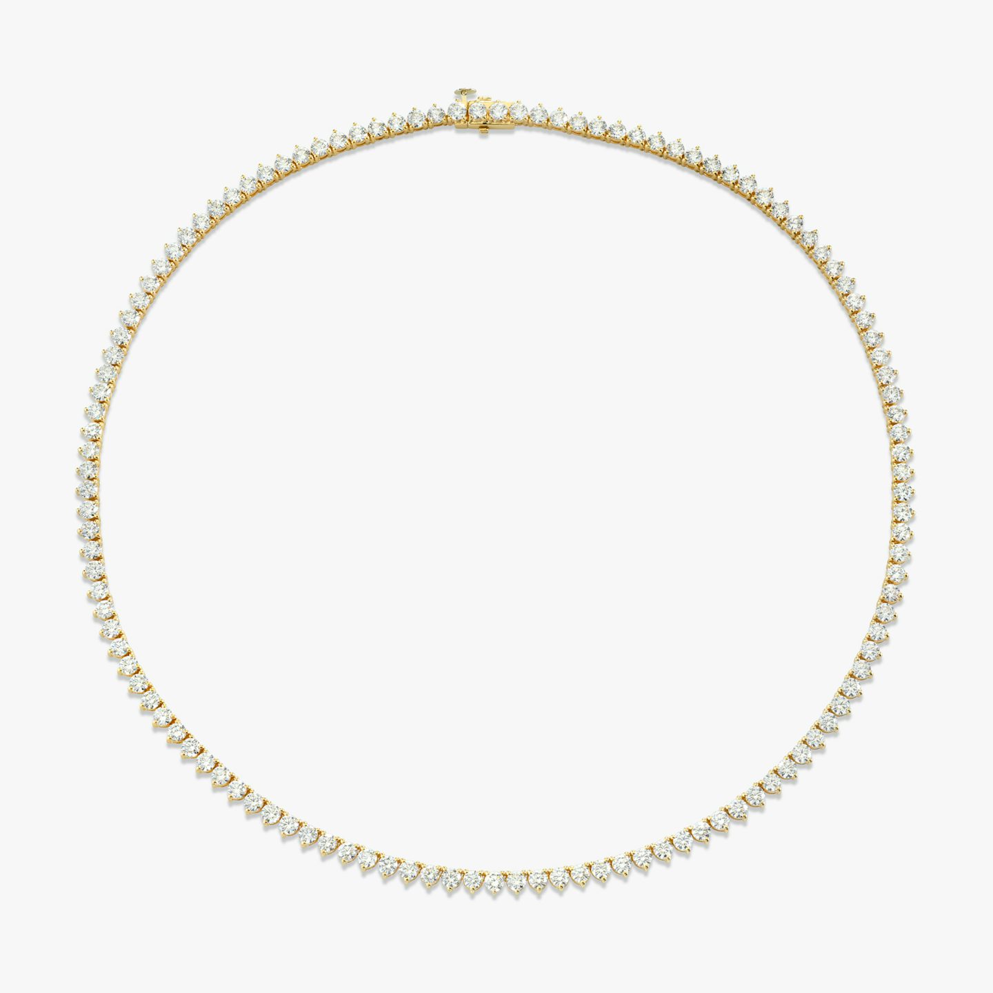 Tennis Necklace | Round Brilliant | 14k | 18k Yellow Gold | Diamond size: Medium | Chain length: 17