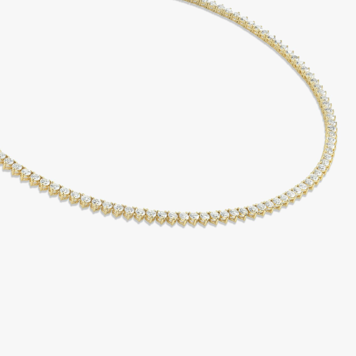 Tennis Necklace | Round Brilliant | 14k | 18k Yellow Gold | Diamond size: Medium | Chain length: 15