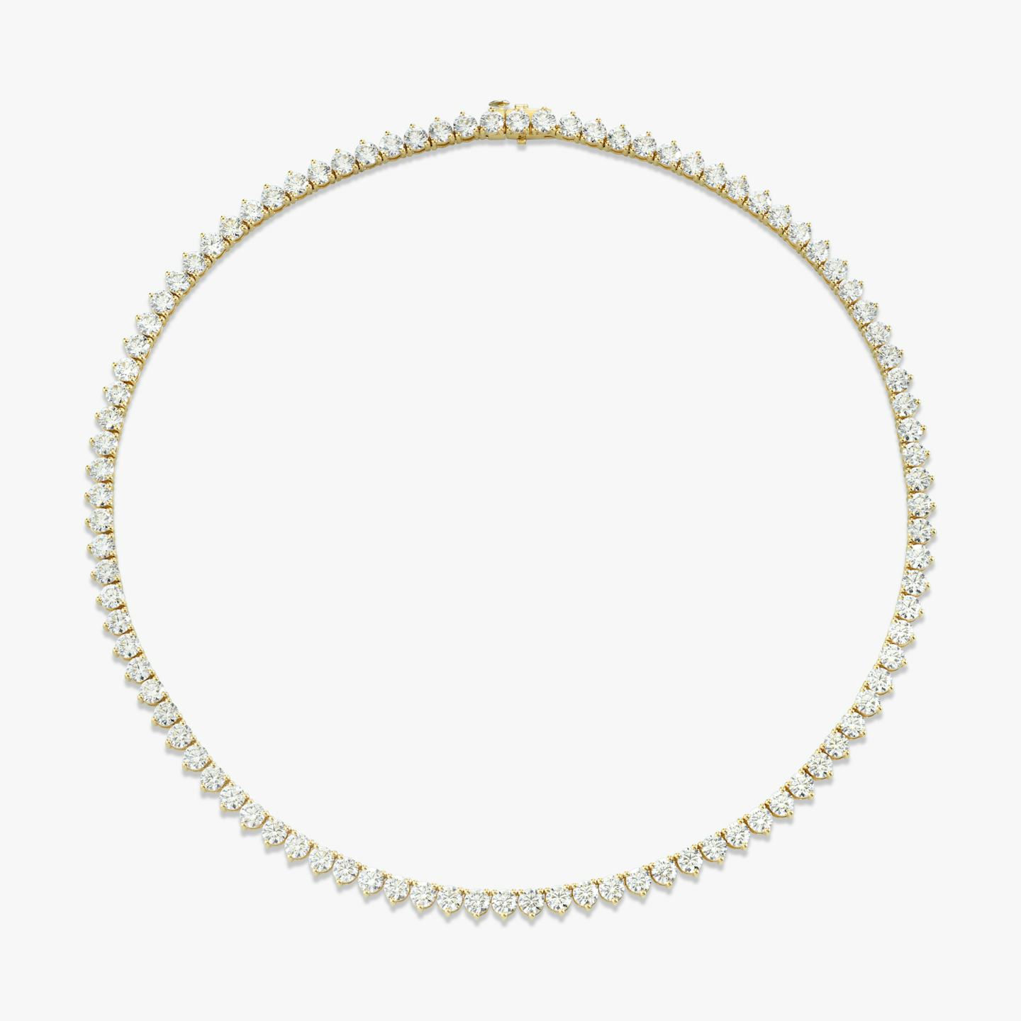 Tennis Necklace | Round Brilliant | 14k | 18k Yellow Gold | Diamond size: Large | Chain length: 16
