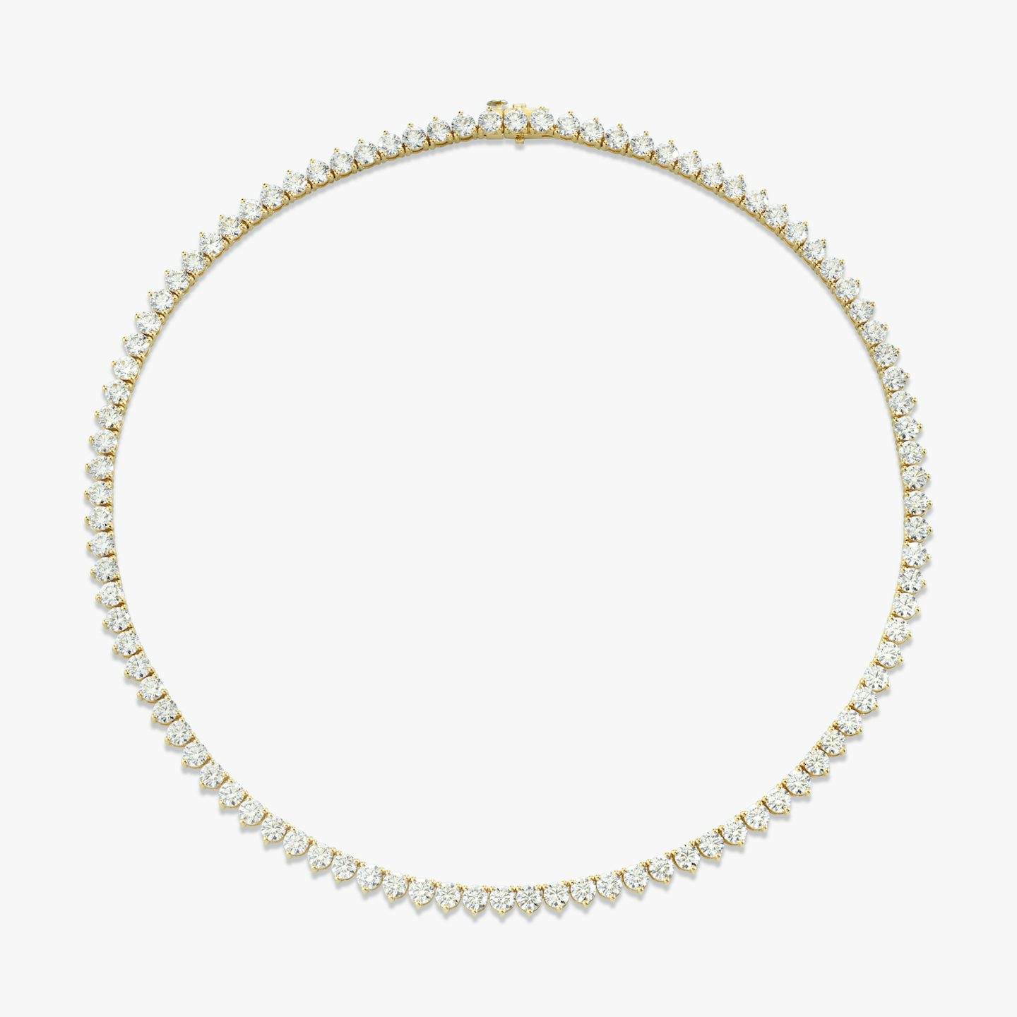 Tennis Necklace | Round Brilliant | 14k | 18k Yellow Gold | Diamond size: Large | Chain length: 17