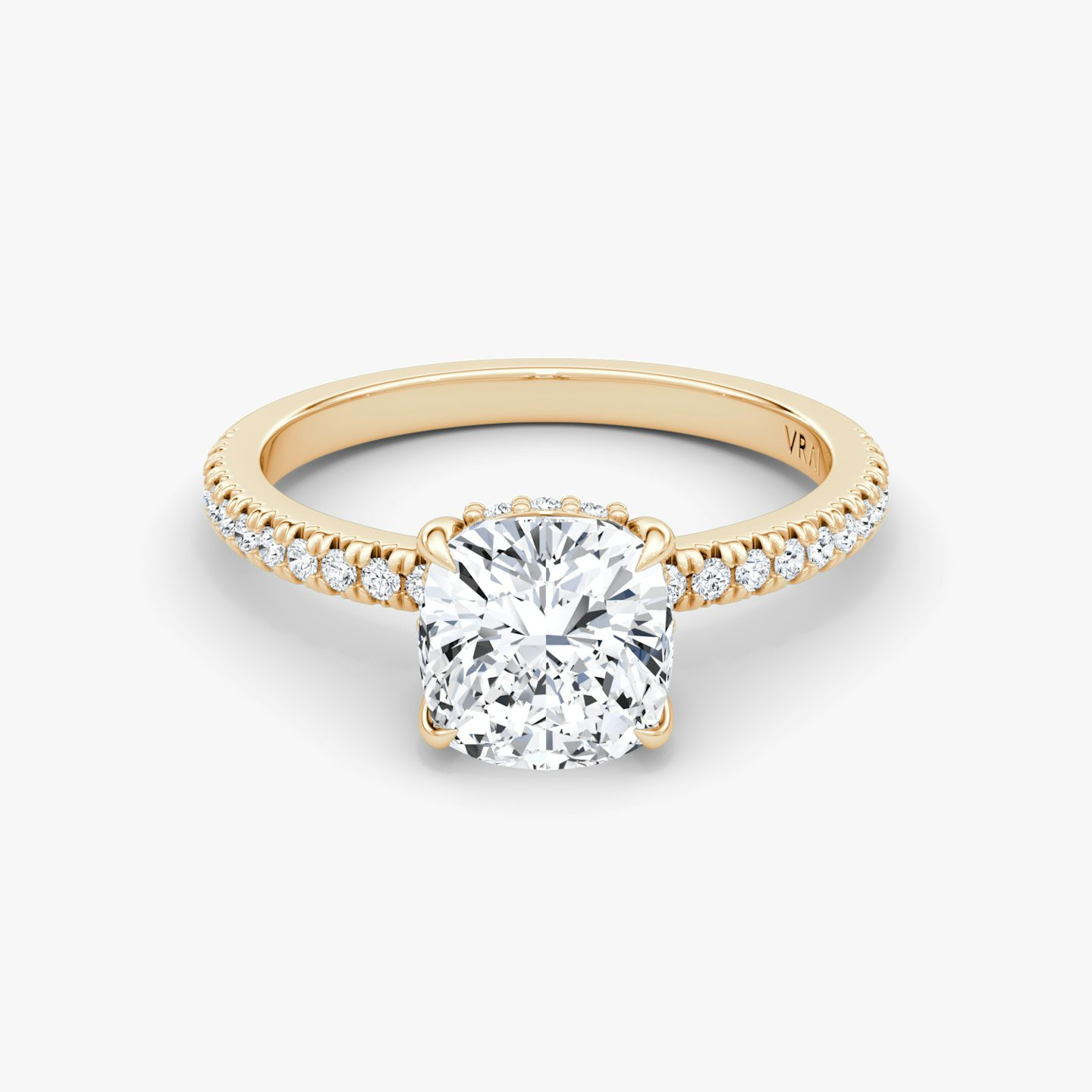 The Floating Solitaire | cushion | 14k | rose-gold | bandAccent: pave | diamondOrientation: vertical | caratWeight: other