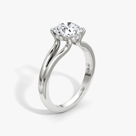 Split Floating Band Round Brilliant Ring