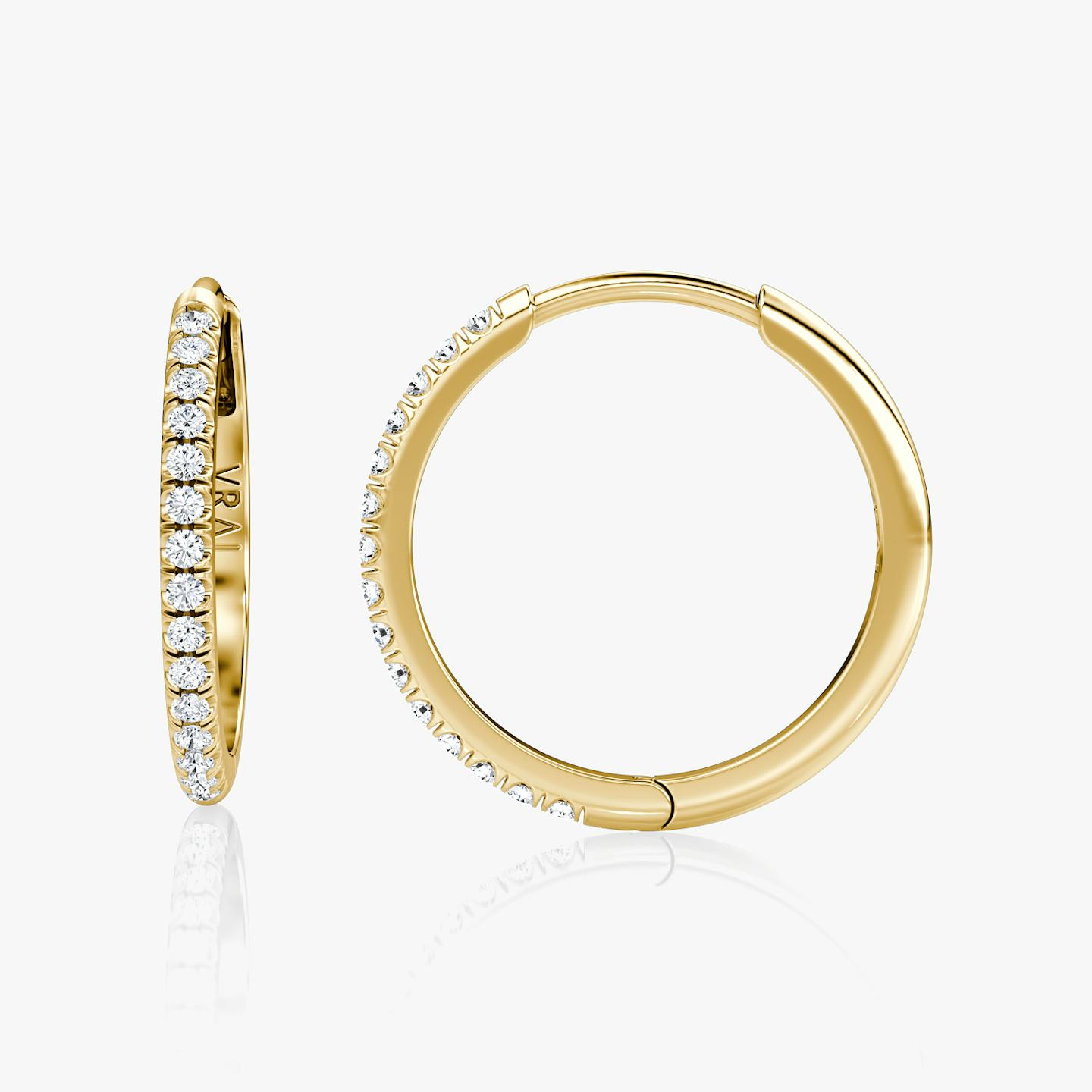 Pavé Hoops | Round Brilliant | 14k | 18k Yellow Gold | Size: 15mm