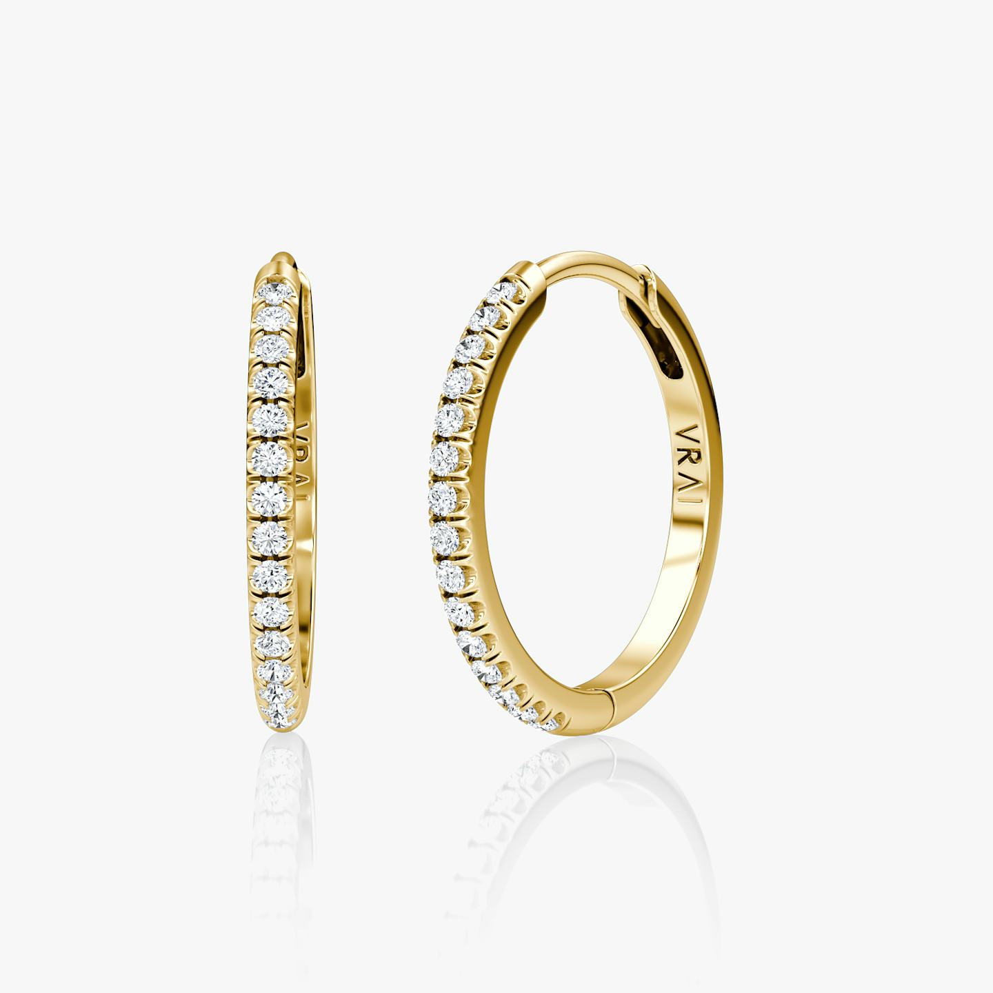 Pavé Hoops | Round Brilliant | 14k | 18k Yellow Gold | Size: 15mm