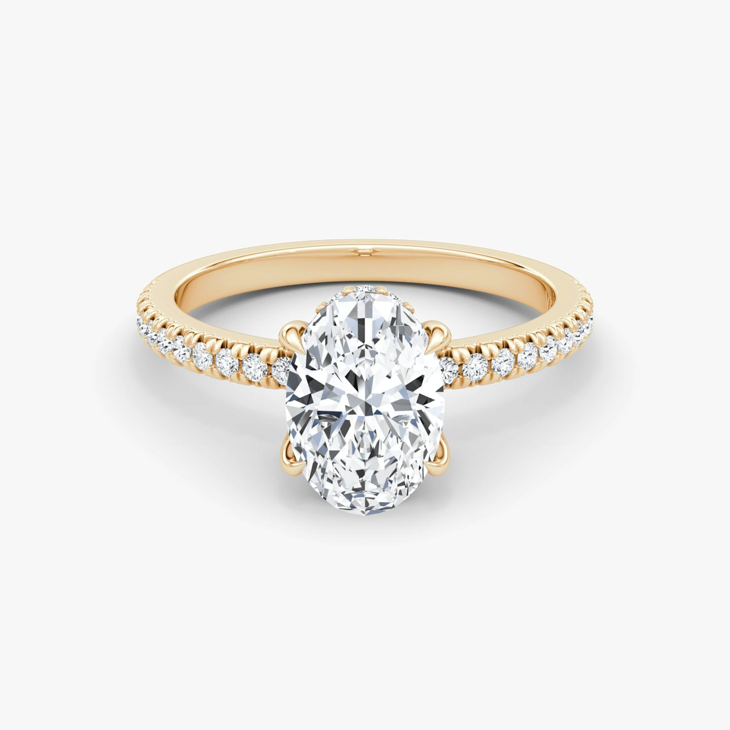The Floating Solitaire | Oval | 14k | 14k Rose Gold | Band: Pavé | Diamond orientation: vertical | Carat weight: See full inventory