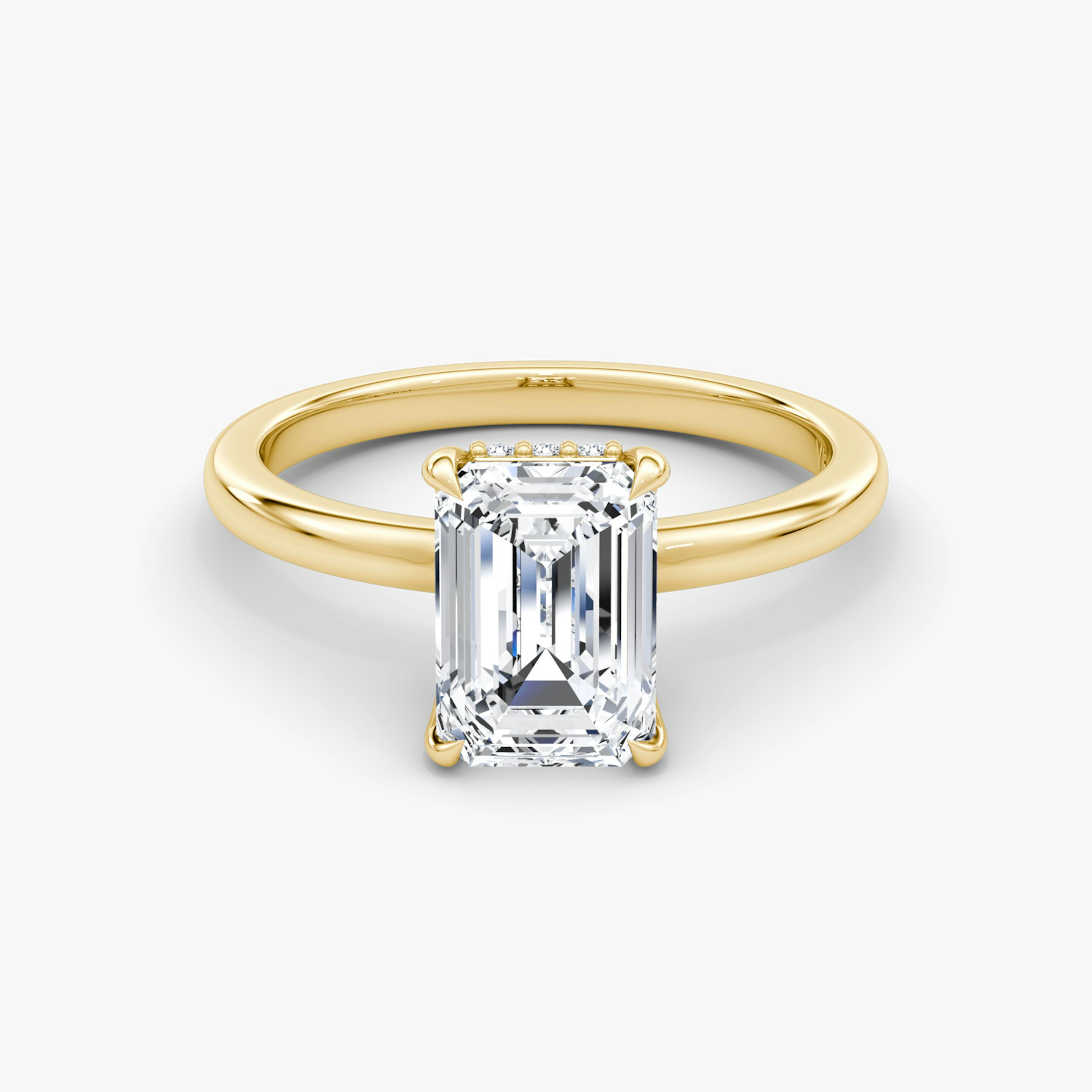 The Floating Solitaire | Emerald | 18k | 18k Yellow Gold | Band: Plain | Diamond orientation: vertical | Carat weight: See full inventory