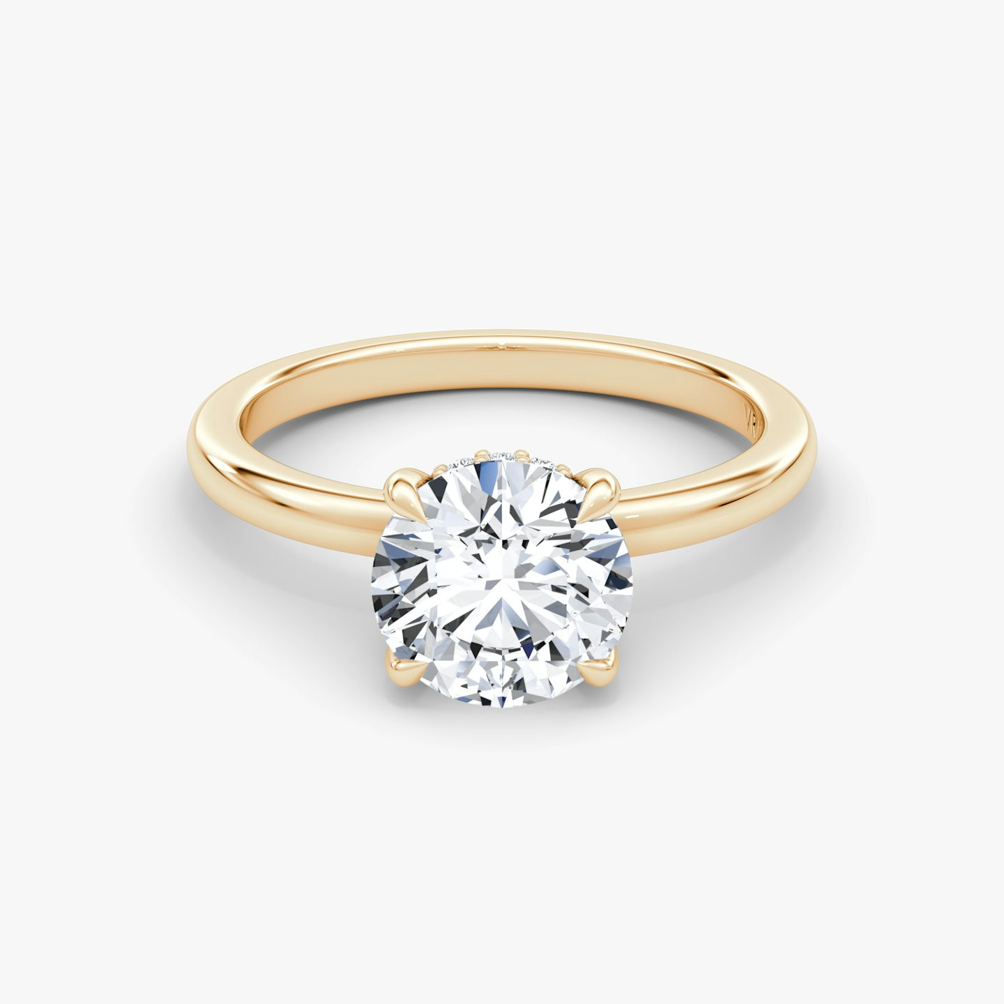 The Floating Solitaire | Round Brilliant | 14k | 14k Rose Gold | Band: Plain | Carat weight: 1½ | Diamond orientation: vertical