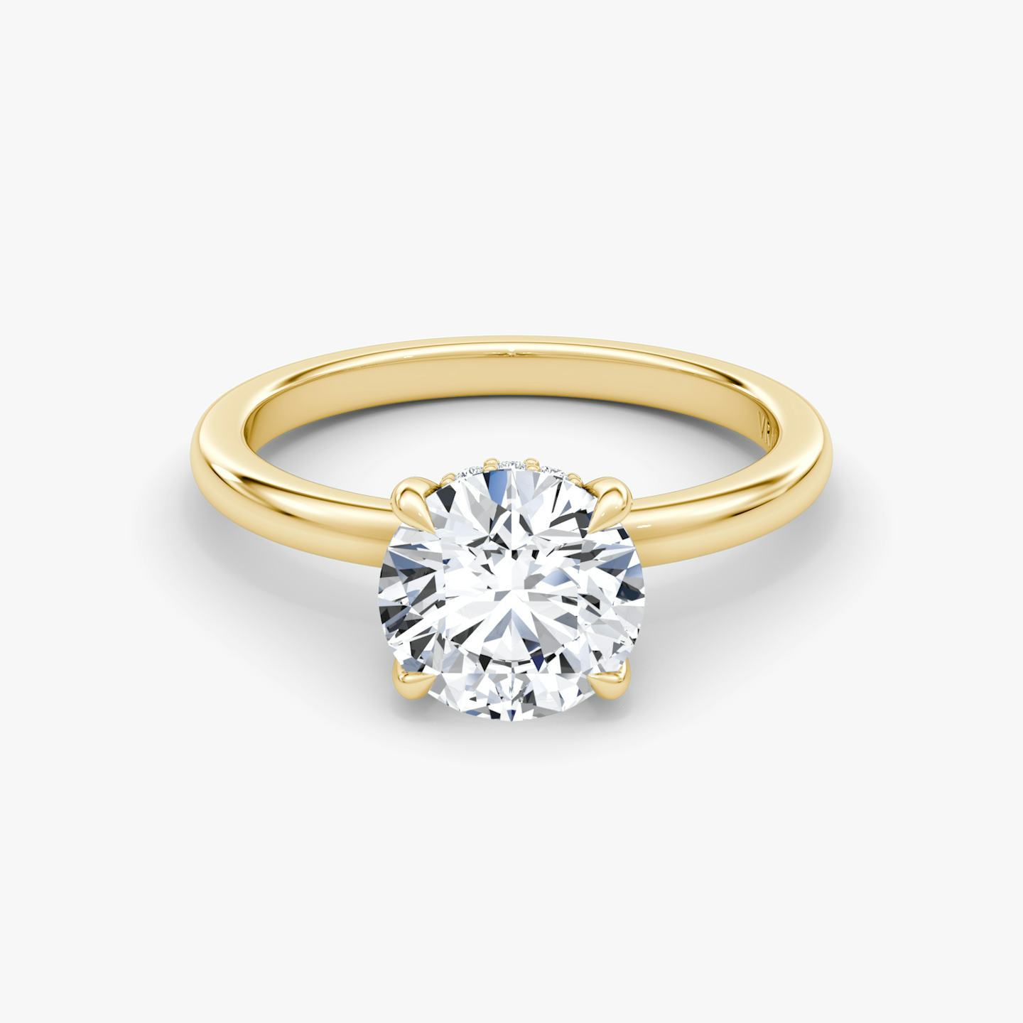 The Floating Solitaire | Round Brilliant | 18k | 18k Yellow Gold | Band: Plain | Carat weight: 2 | Diamond orientation: vertical