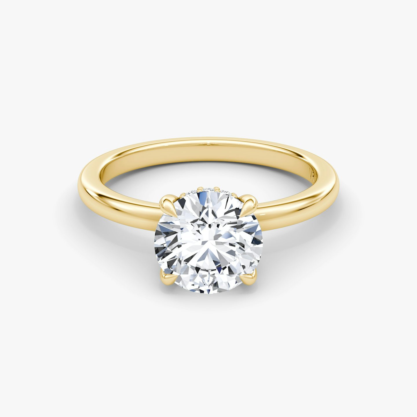 The Floating Solitaire | Round Brilliant | 18k | 18k Yellow Gold | Band: Plain | Carat weight: See full inventory | Diamond orientation: vertical