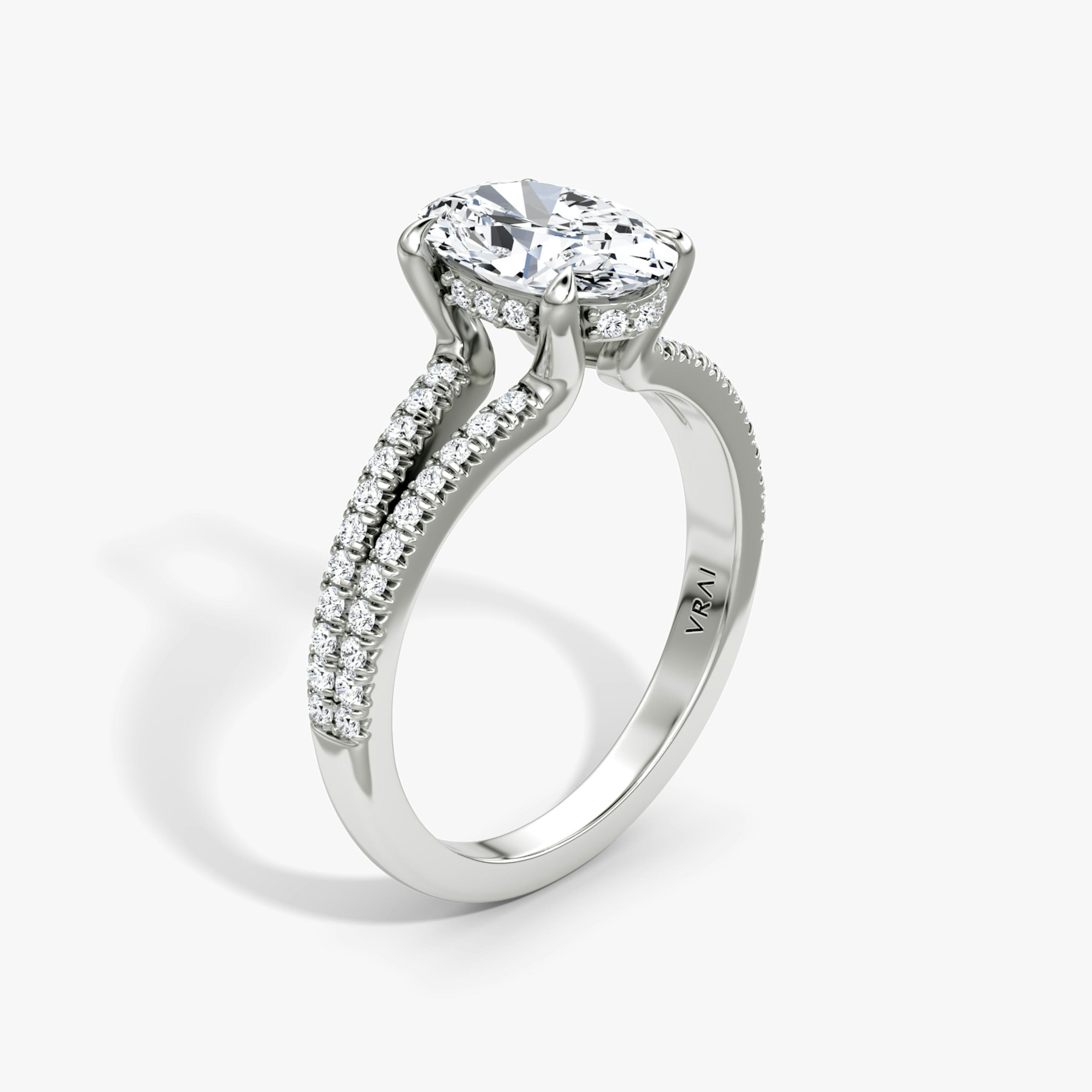 The Floating Split Band | Oval | Platinum | Band: Pavé | Diamond orientation: vertical | Carat weight: See full inventory