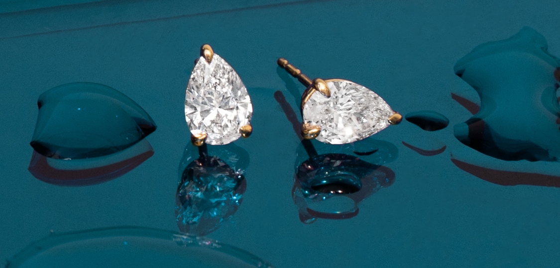 1/4 Carat Fancy-Blue Diamond Stud Earrings 14k White Gold