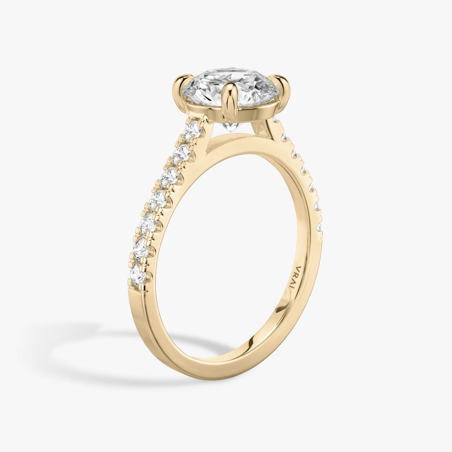 The Cathedral | Round Brilliant | 14k | 14k Rose Gold | Band: Pavé | Carat weight: 2 | Diamond orientation: vertical