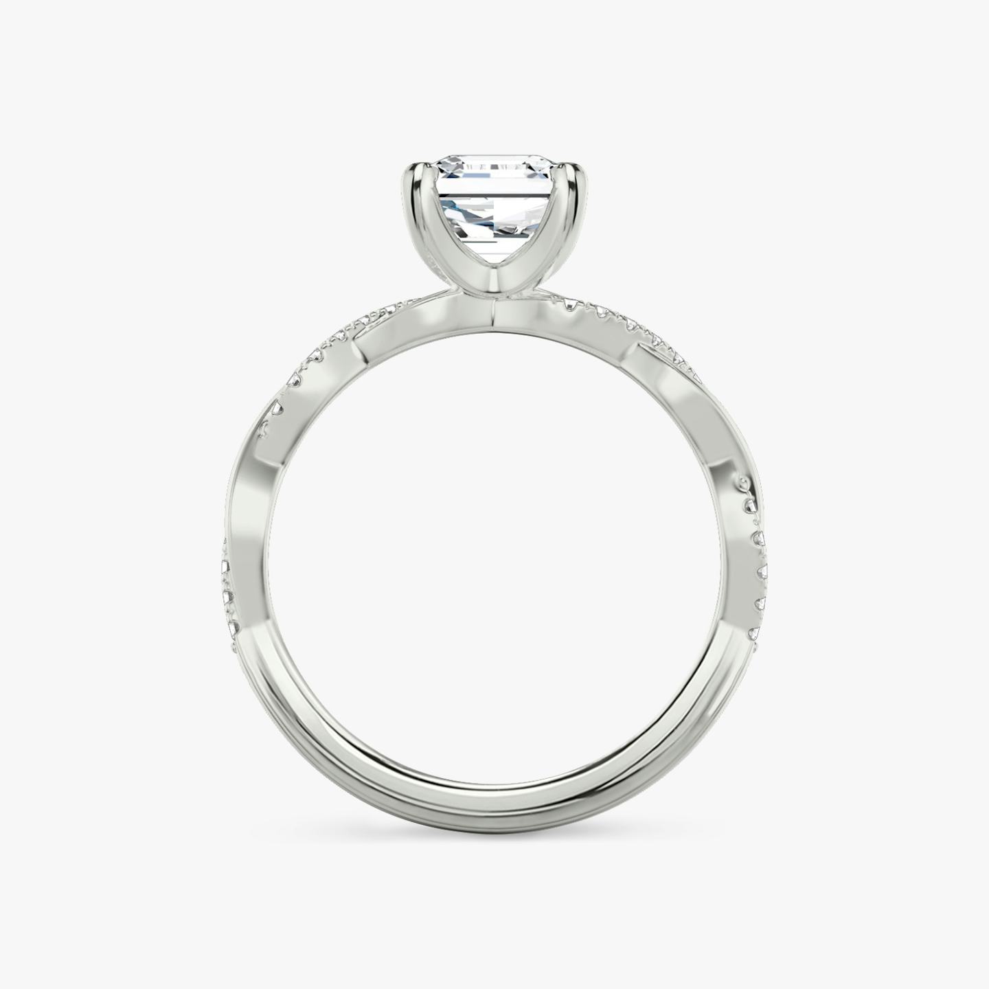 The Twisted Classic | Asscher | Platinum | Band: Pavé | Diamond orientation: vertical | Carat weight: See full inventory