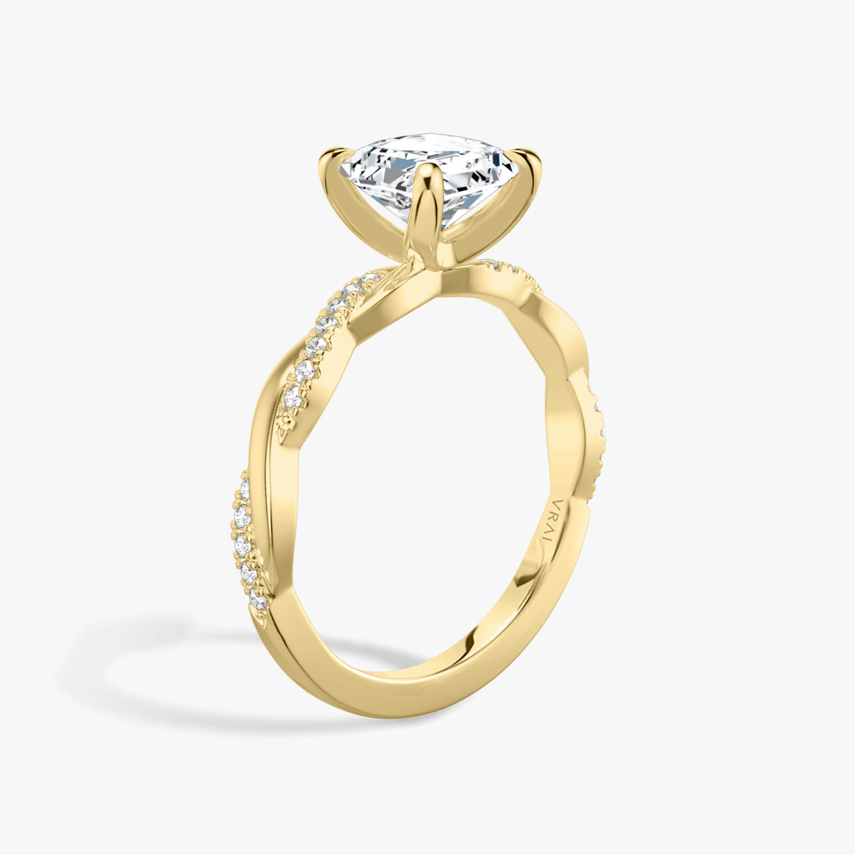 The Twisted Classic | Asscher | 18k | 18k Yellow Gold | Band: Pavé | Diamond orientation: vertical | Carat weight: See full inventory