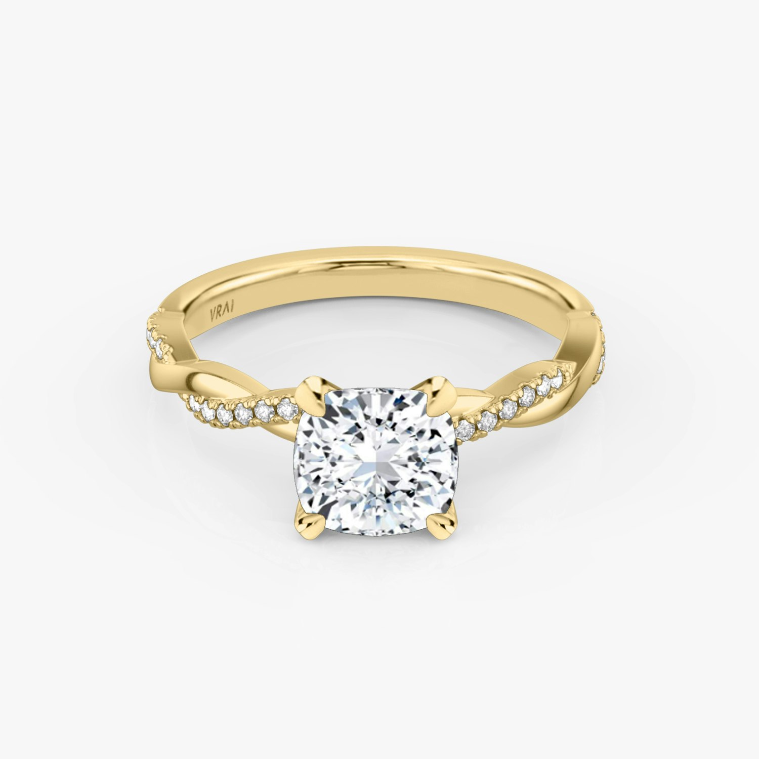 Twisted Classic Cushion Engagement Ring | 18k Yellow Gold
