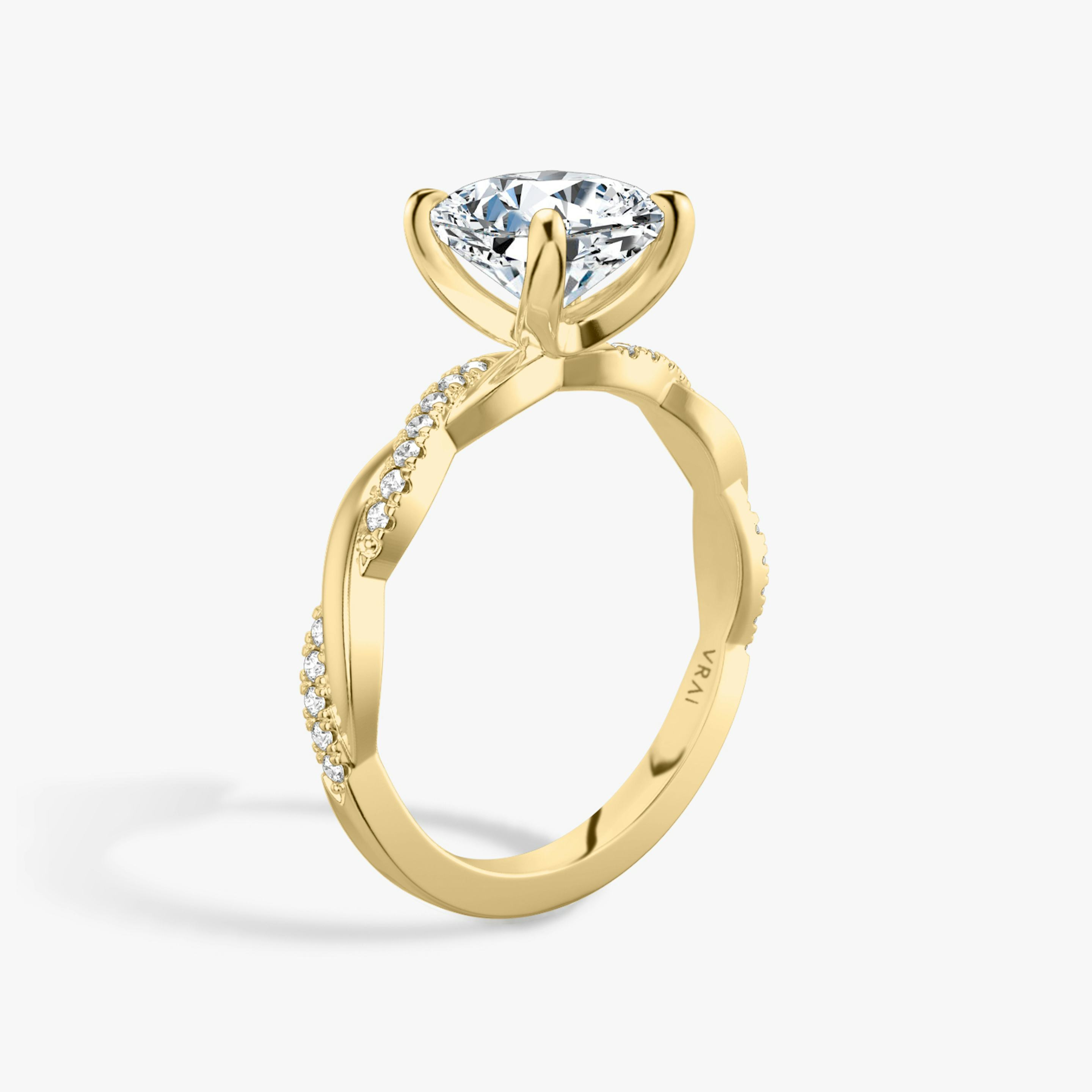 The Twisted Classic | Pavé Cushion | 18k | 18k Yellow Gold | Band: Pavé | Diamond orientation: vertical | Carat weight: See full inventory