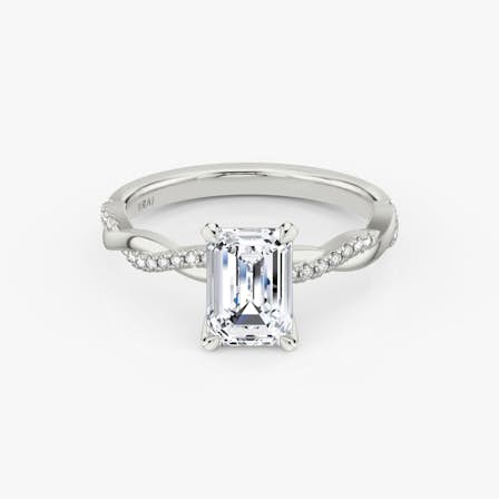 Twisted Classic Emerald Diamond Ring