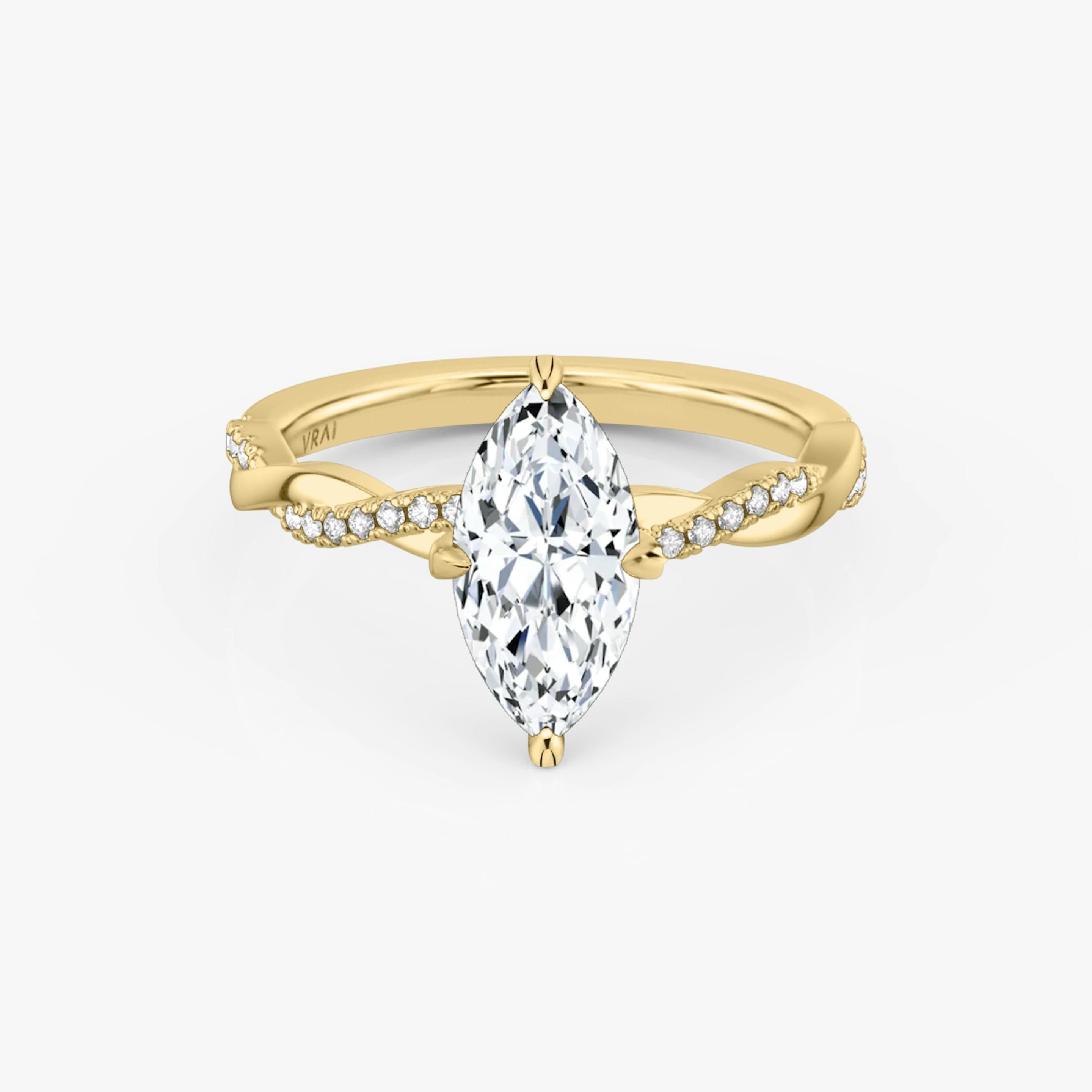 The Twisted Classic | Pavé Marquise | 18k | 18k Yellow Gold | Band: Pavé | Diamond orientation: vertical | Carat weight: See full inventory