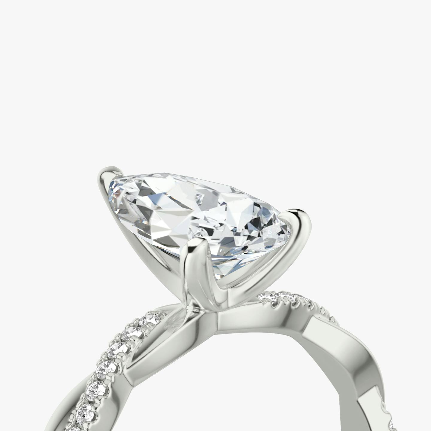 The Twisted Classic | Pear | 18k | 18k White Gold | Band: Pavé | Diamond orientation: vertical | Carat weight: See full inventory