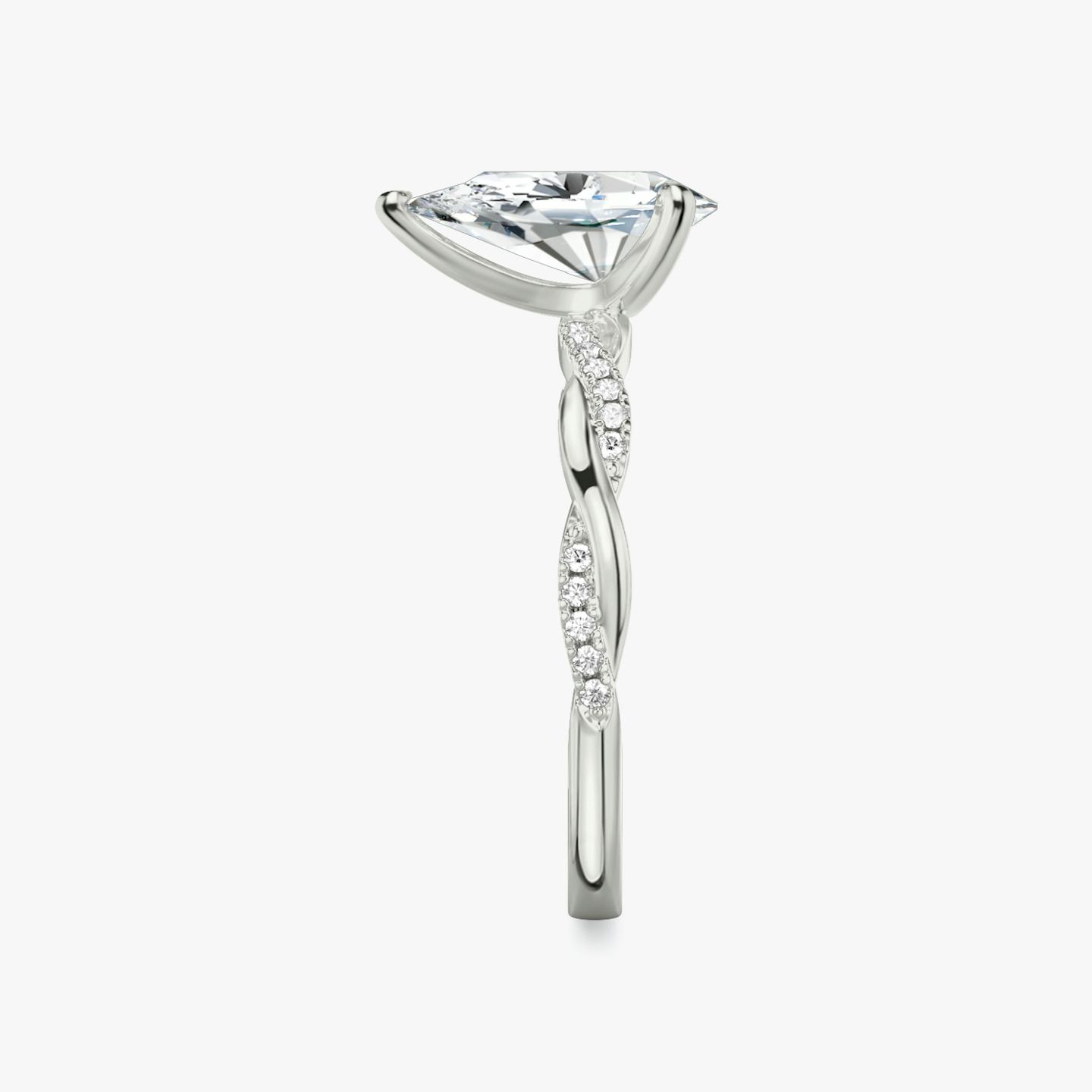The Twisted Classic | Pear | Platinum | Band: Pavé | Diamond orientation: vertical | Carat weight: See full inventory