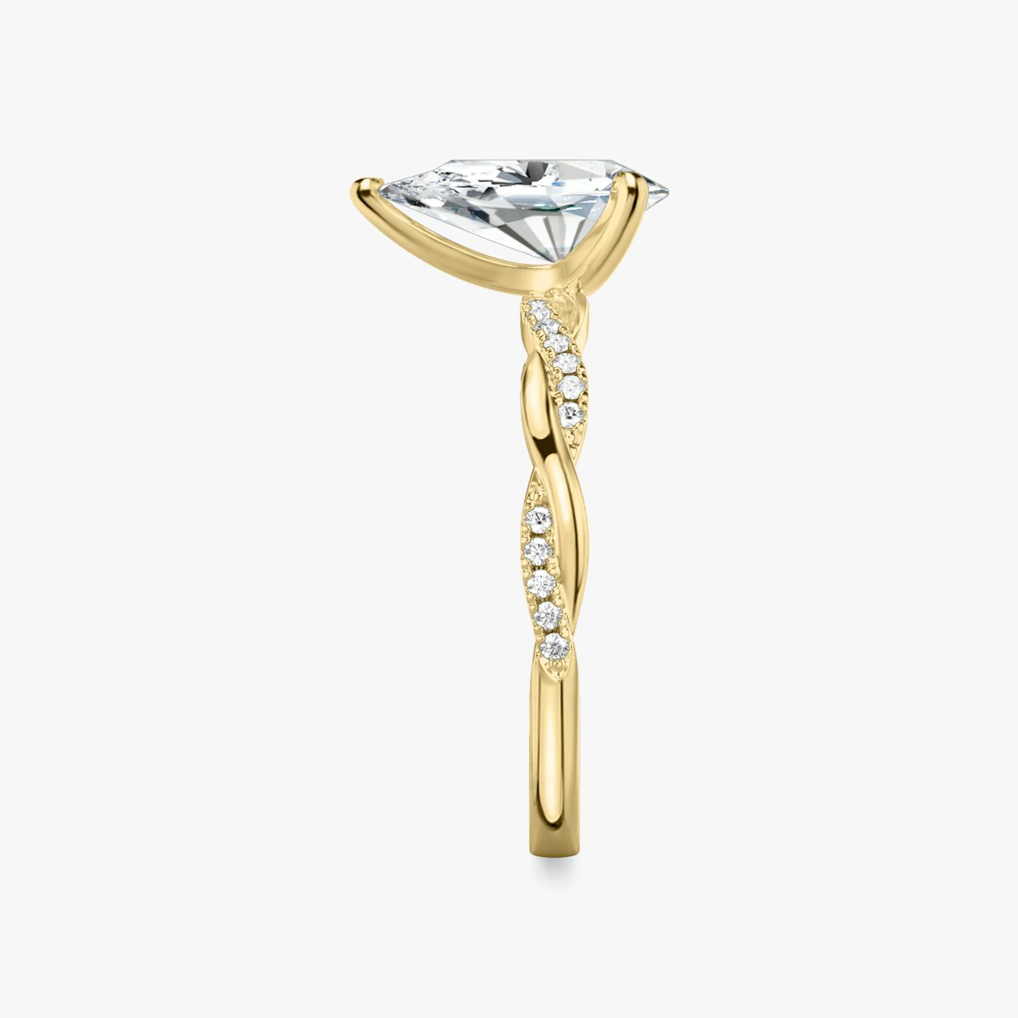 The Twisted Classic | Pear | 18k | 18k Yellow Gold | Band: Pavé | Diamond orientation: vertical | Carat weight: See full inventory