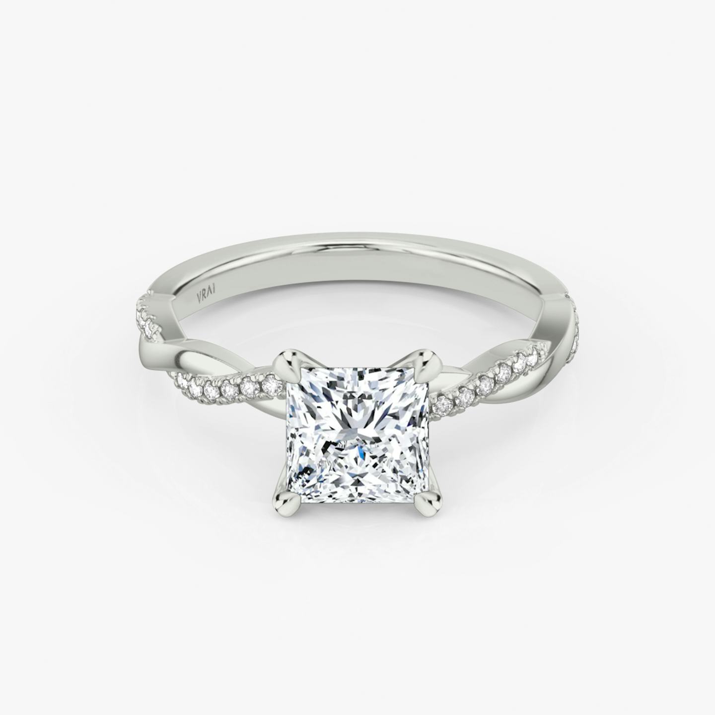 twisted classic engagement ring princess pave white gold
