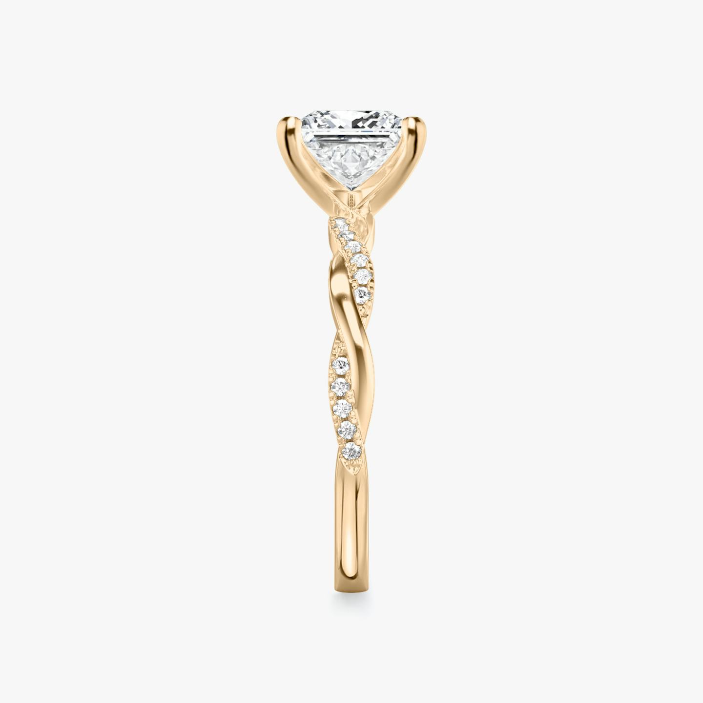 The Twisted Classic | Princess | 14k | 14k Rose Gold | Band: Pavé | Diamond orientation: vertical | Carat weight: See full inventory