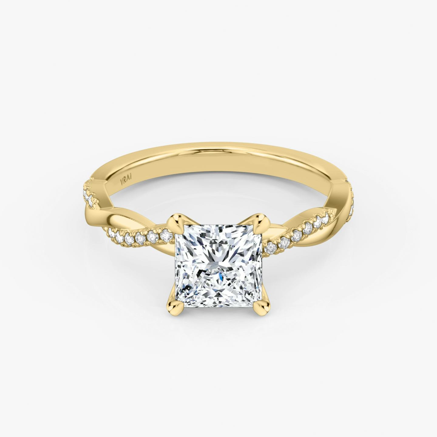 The Twisted Classic | Princess | 18k | 18k Yellow Gold | Band: Pavé | Diamond orientation: vertical | Carat weight: See full inventory