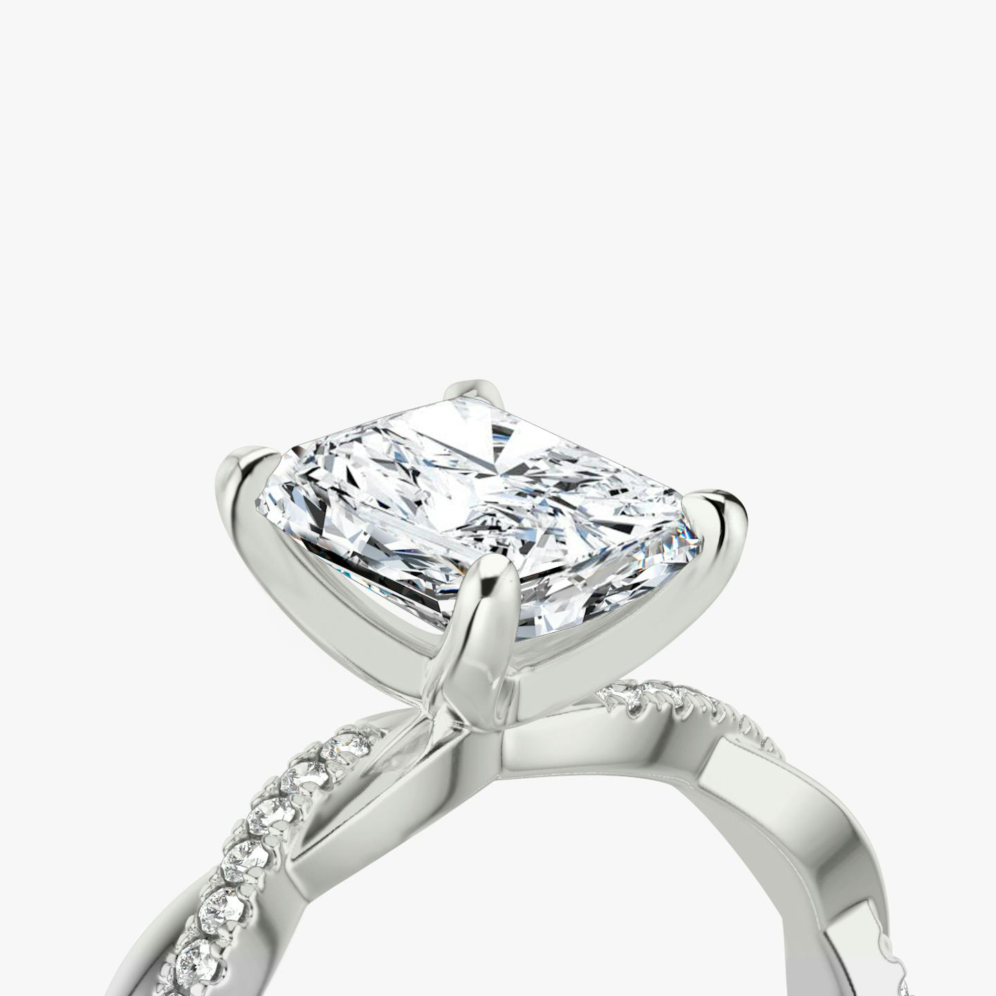 The Twisted Classic | Radiant | 18k | 18k White Gold | Band: Pavé | Diamond orientation: vertical | Carat weight: See full inventory