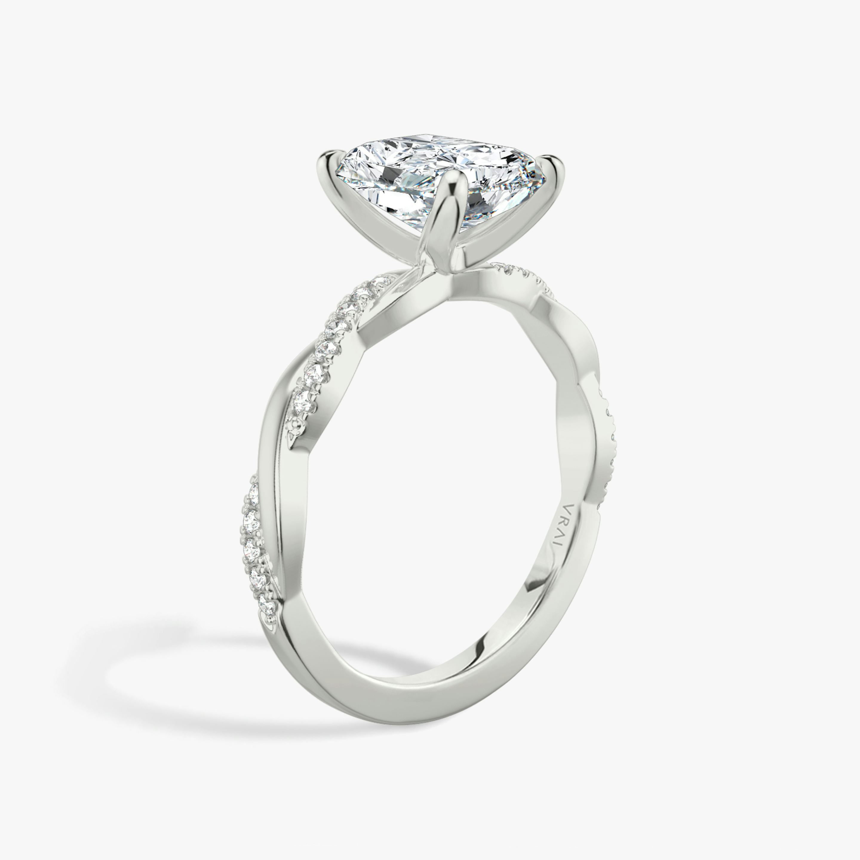 The Twisted Classic | Radiant | Platinum | Band: Pavé | Diamond orientation: vertical | Carat weight: See full inventory