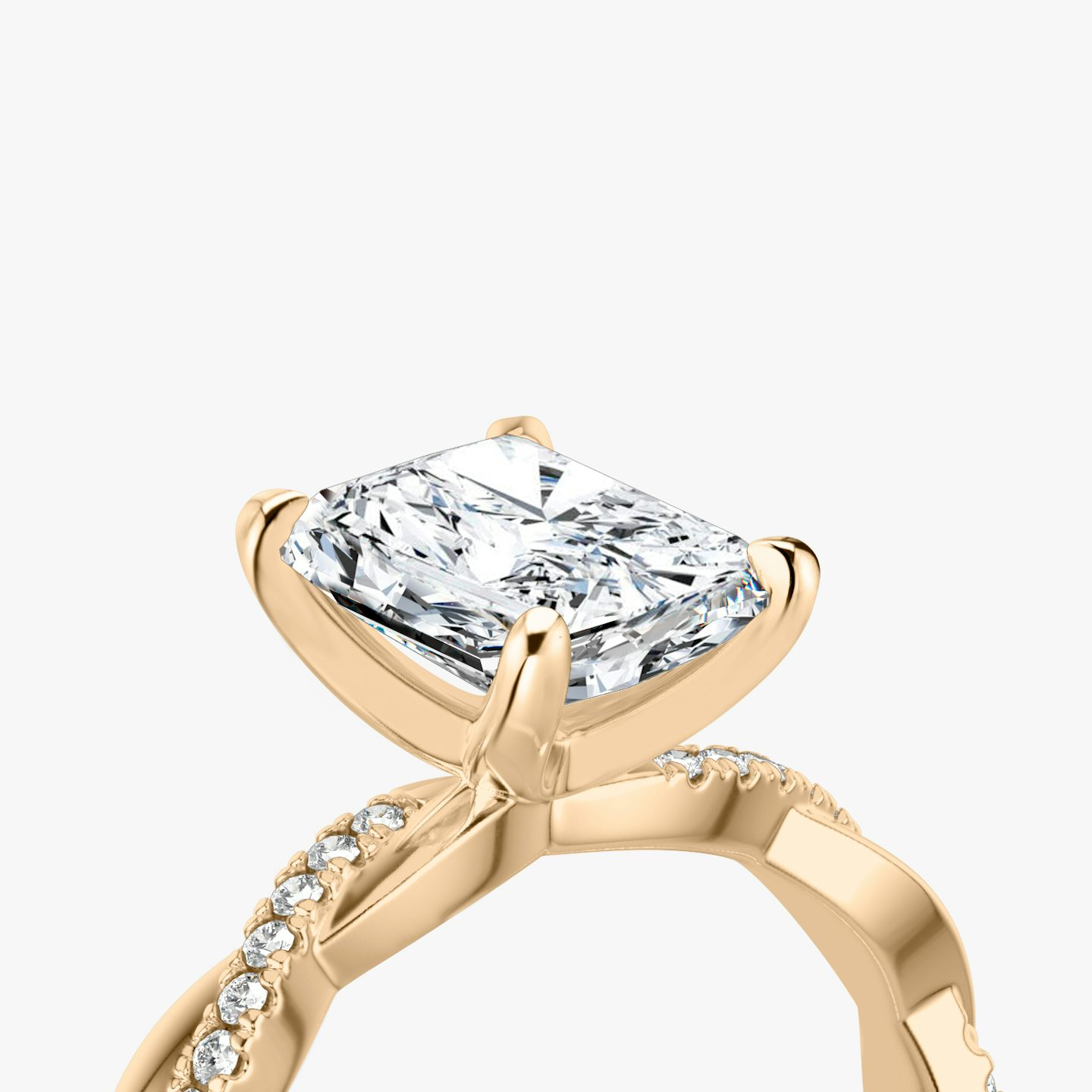 The Twisted Classic | radiant | 14k | rose-gold | bandAccent: pave-twisted | diamondOrientation: vertical | caratWeight: other