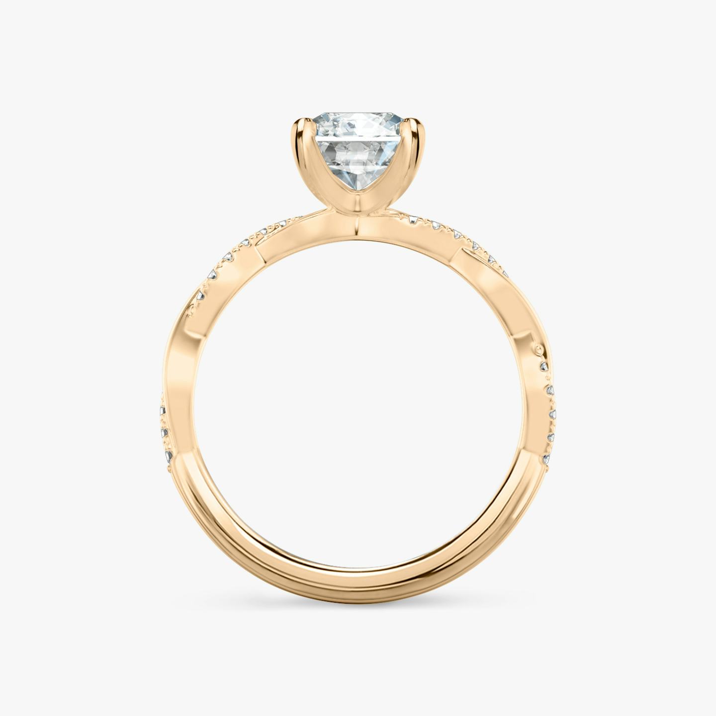 The Twisted Classic | Radiant | 14k | 14k Rose Gold | Band: Pavé | Diamond orientation: vertical | Carat weight: See full inventory