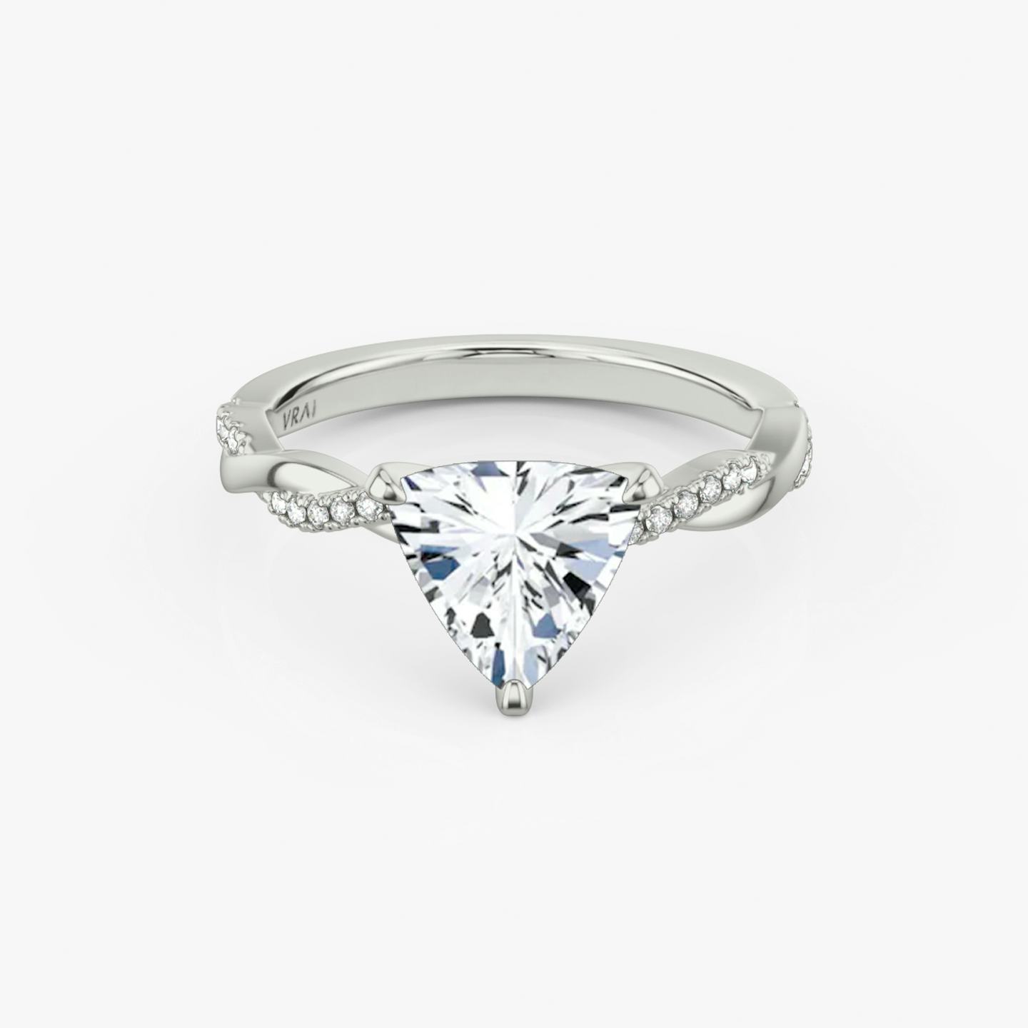 The Twisted Classic | Trillion | Platinum | Band: Pavé | Diamond orientation: vertical | Carat weight: See full inventory