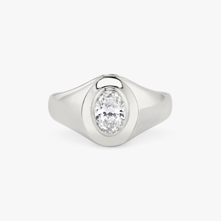 Oval Diamond Signet Ring