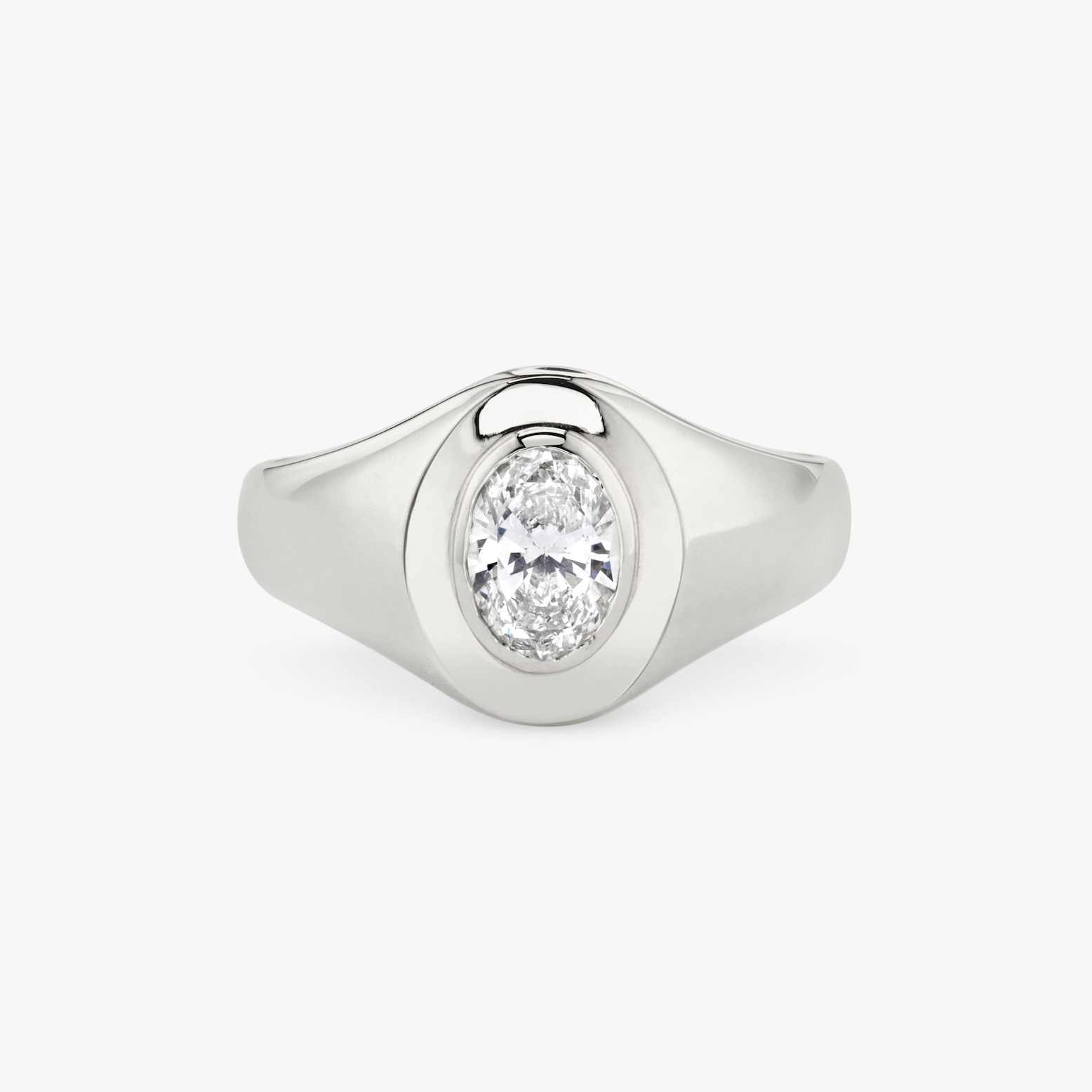 Oval Diamond Signet Ring