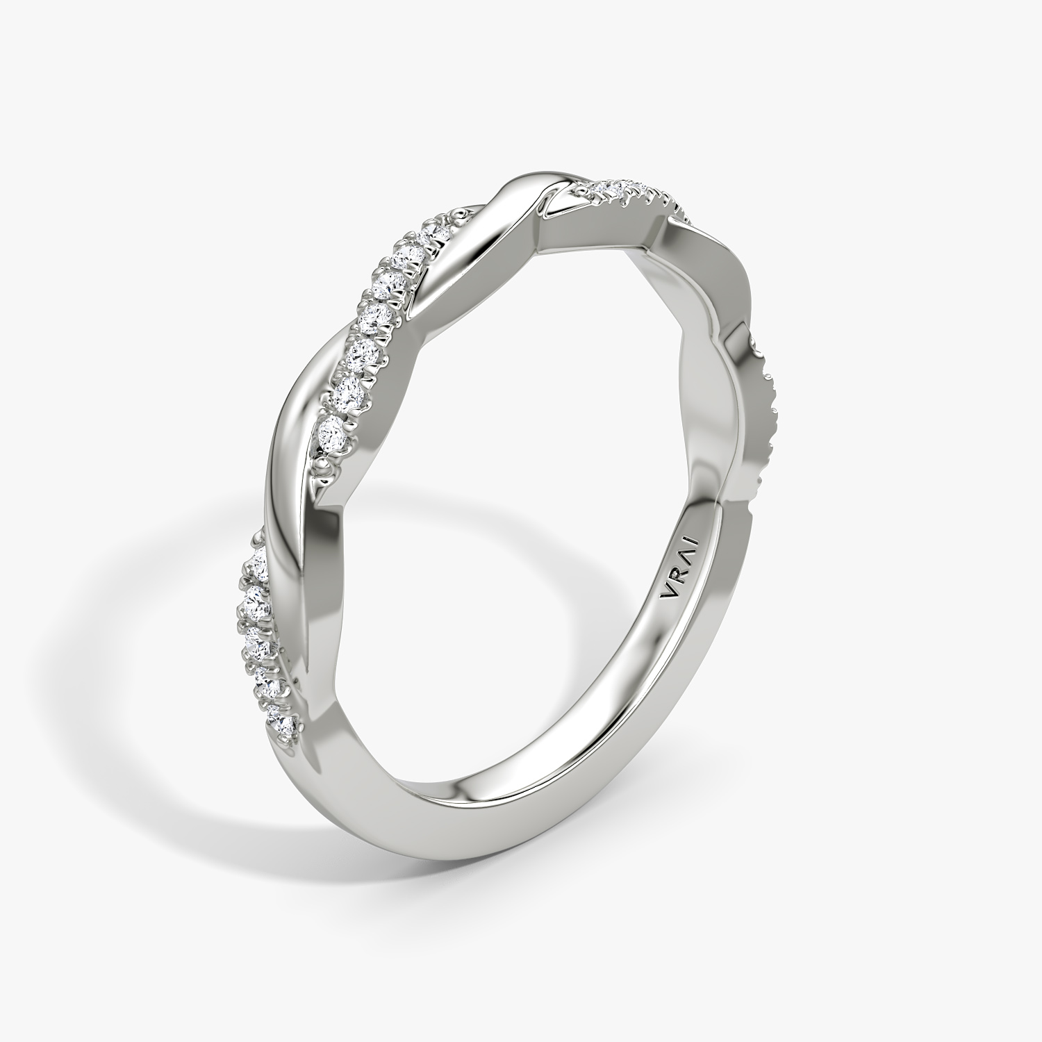 Twisted White Gold Wedding Band - Flat Design