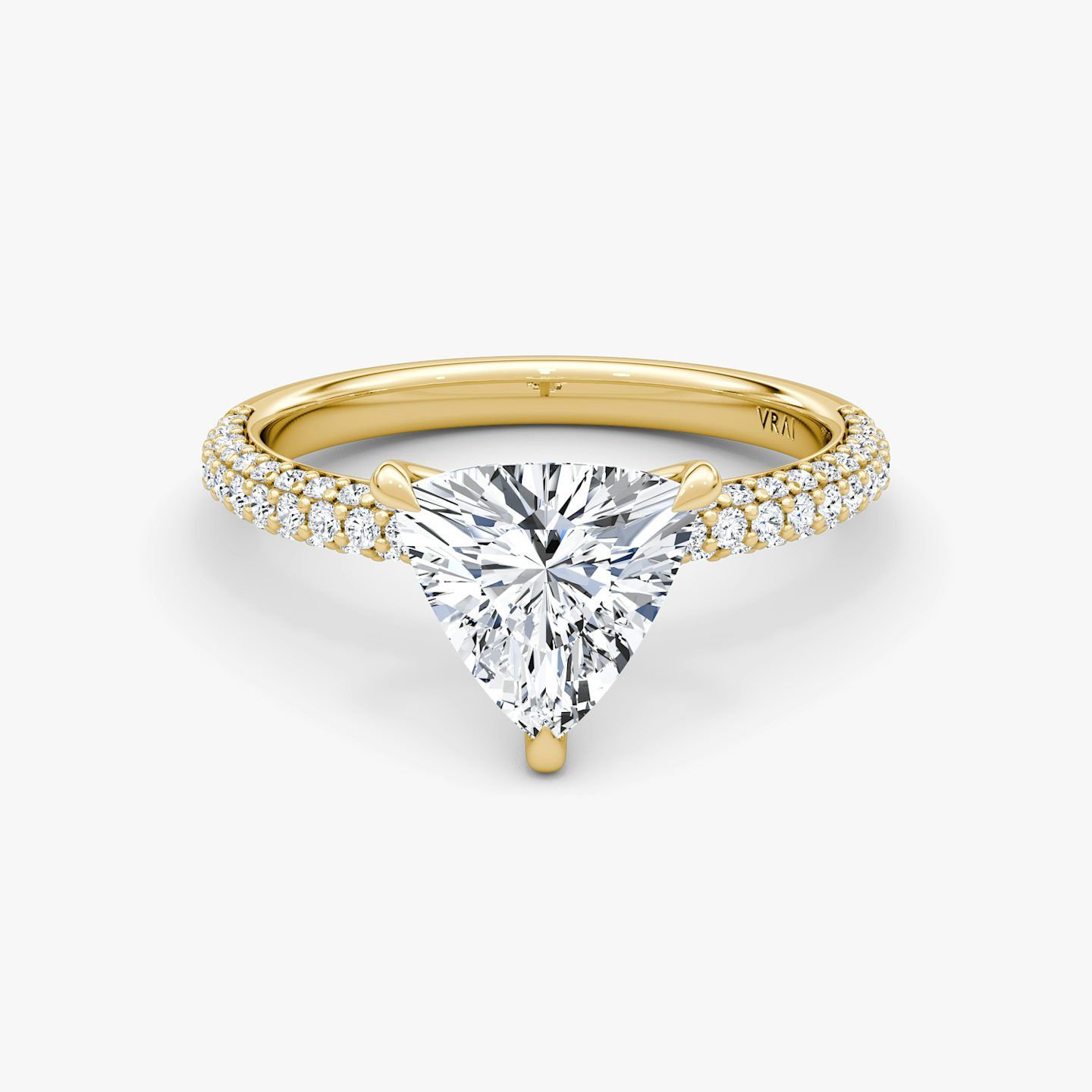 The Pavé Dome | Trillion | 18k | 18k Yellow Gold | Band: Pavé | Diamond orientation: vertical | Carat weight: See full inventory