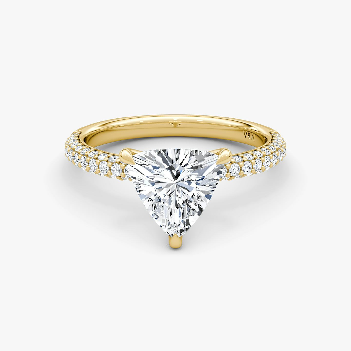 The Pavé Dome | Trillion | 18k | 18k Yellow Gold | Diamond orientation: vertical | Carat weight: See full inventory