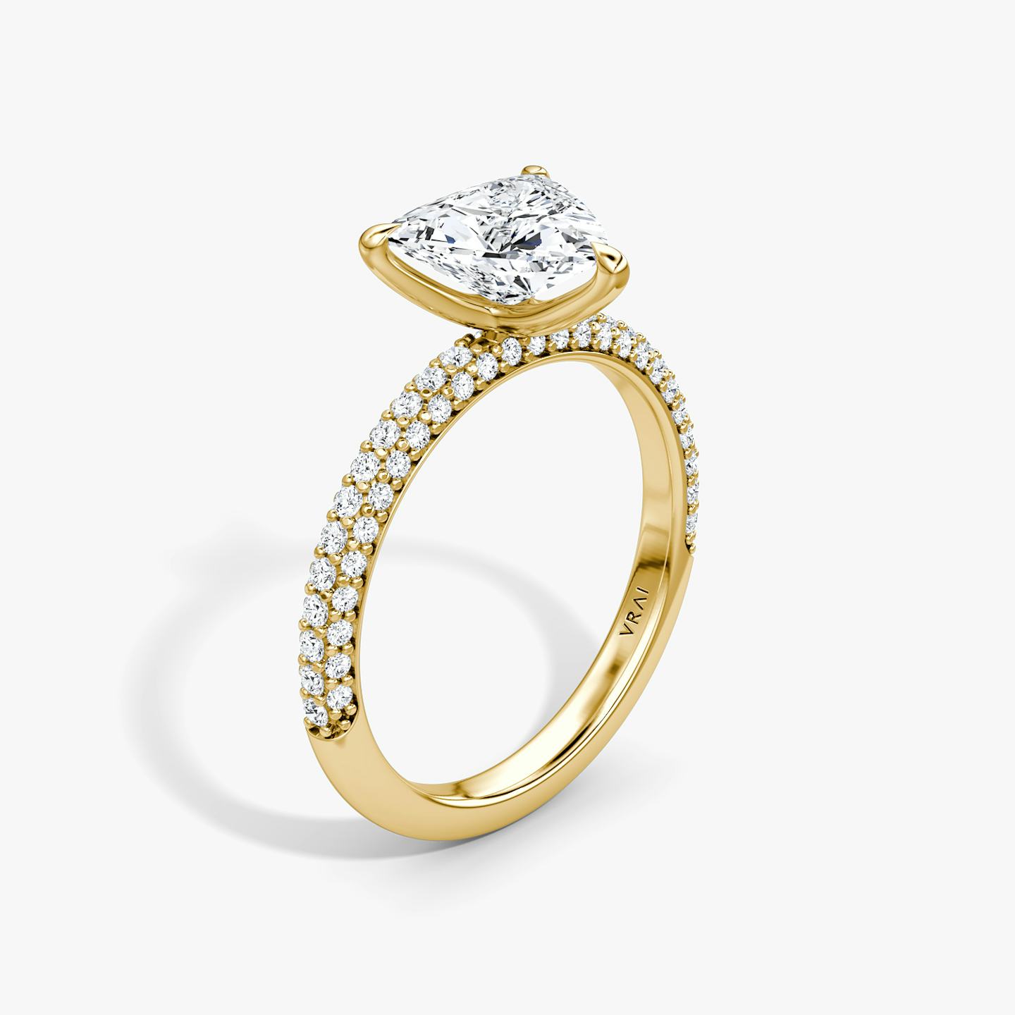 The Pavé Dome | Trillion | 18k | 18k Yellow Gold | Diamond orientation: vertical | Carat weight: See full inventory