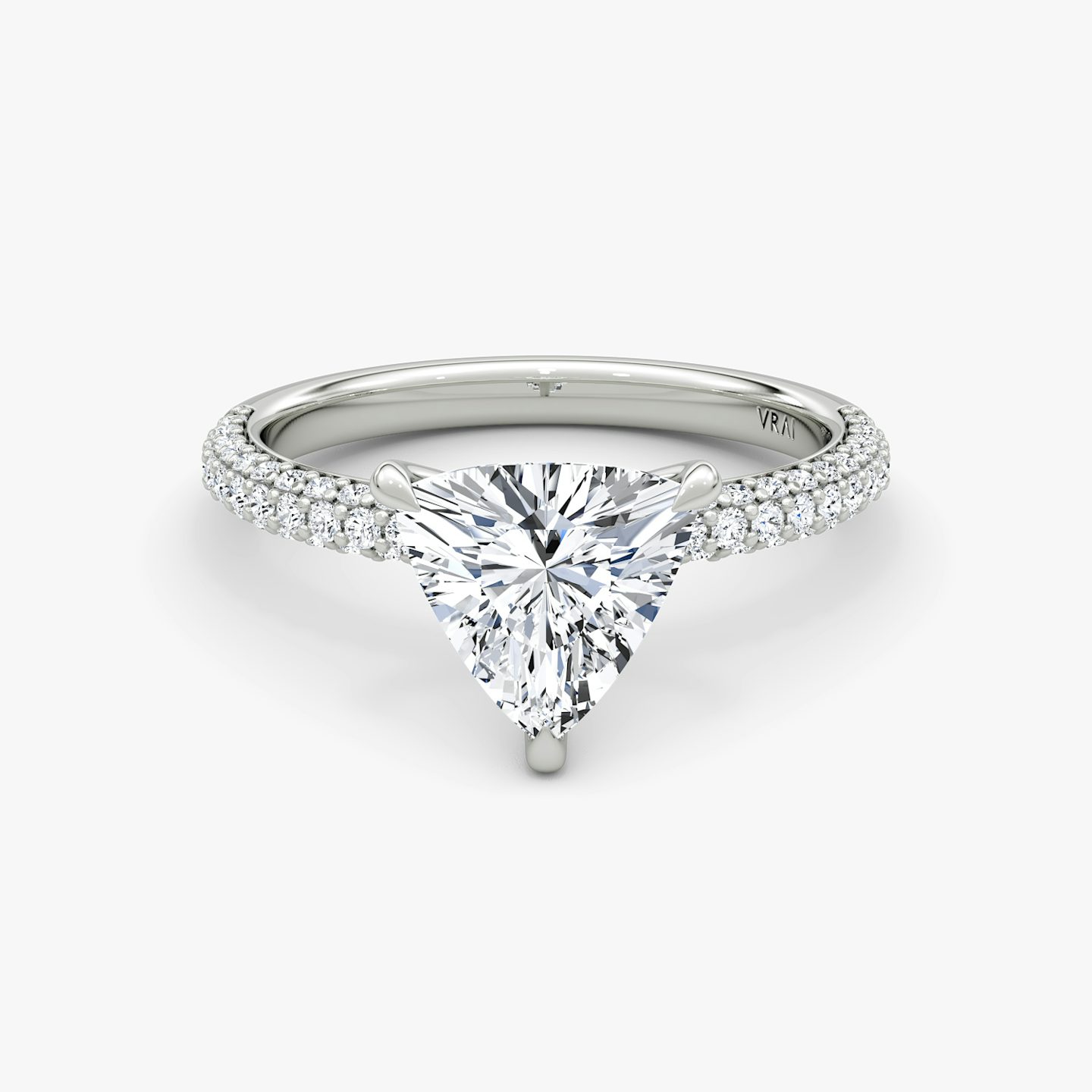 The Pavé Dome | Trillion | 18k | 18k White Gold | Band: Pavé | Diamond orientation: vertical | Carat weight: See full inventory