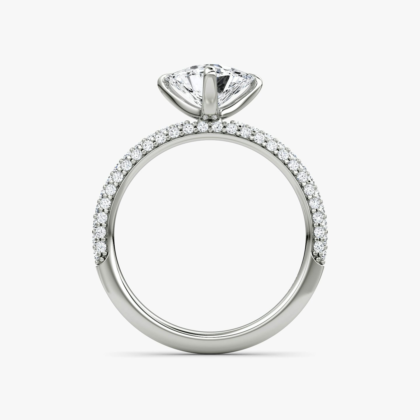 The Pavé Dome | Trillion | Platinum | Band: Pavé | Diamond orientation: vertical | Carat weight: See full inventory
